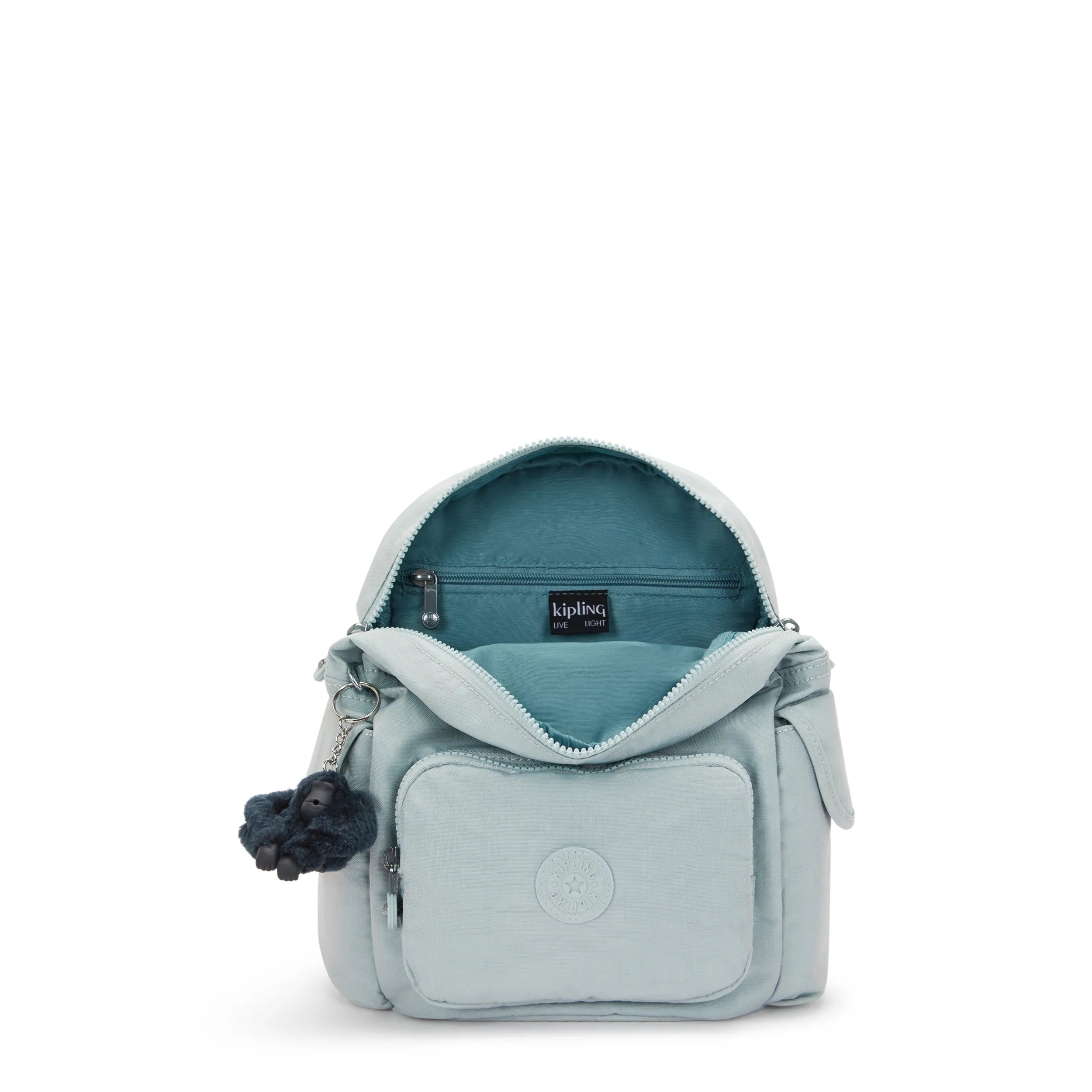 Kipling City Pack Mini in Breezy Blue — angle view 3
