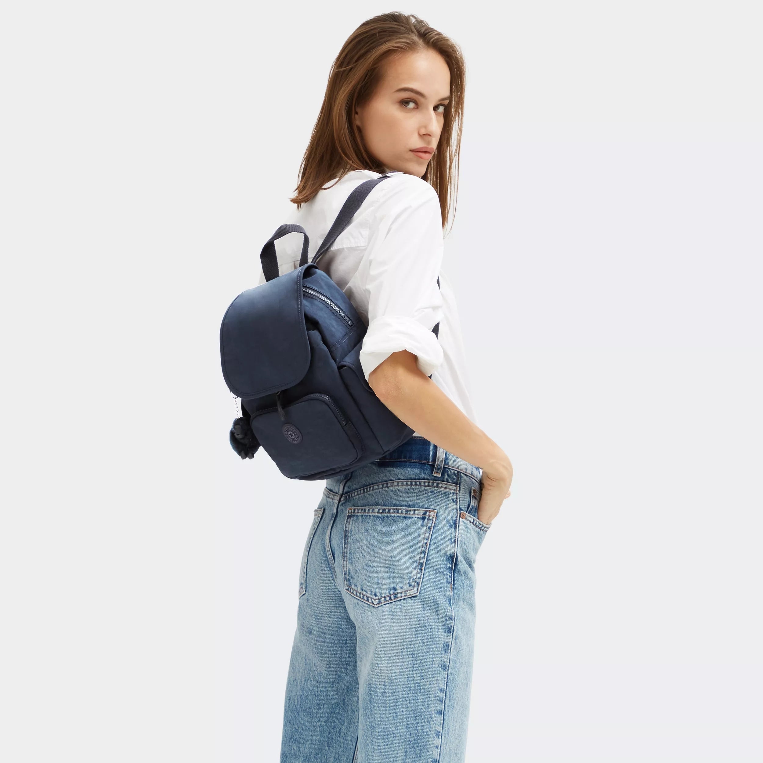 Kipling City Pack Mini in Blue Bleu 2 — back view
