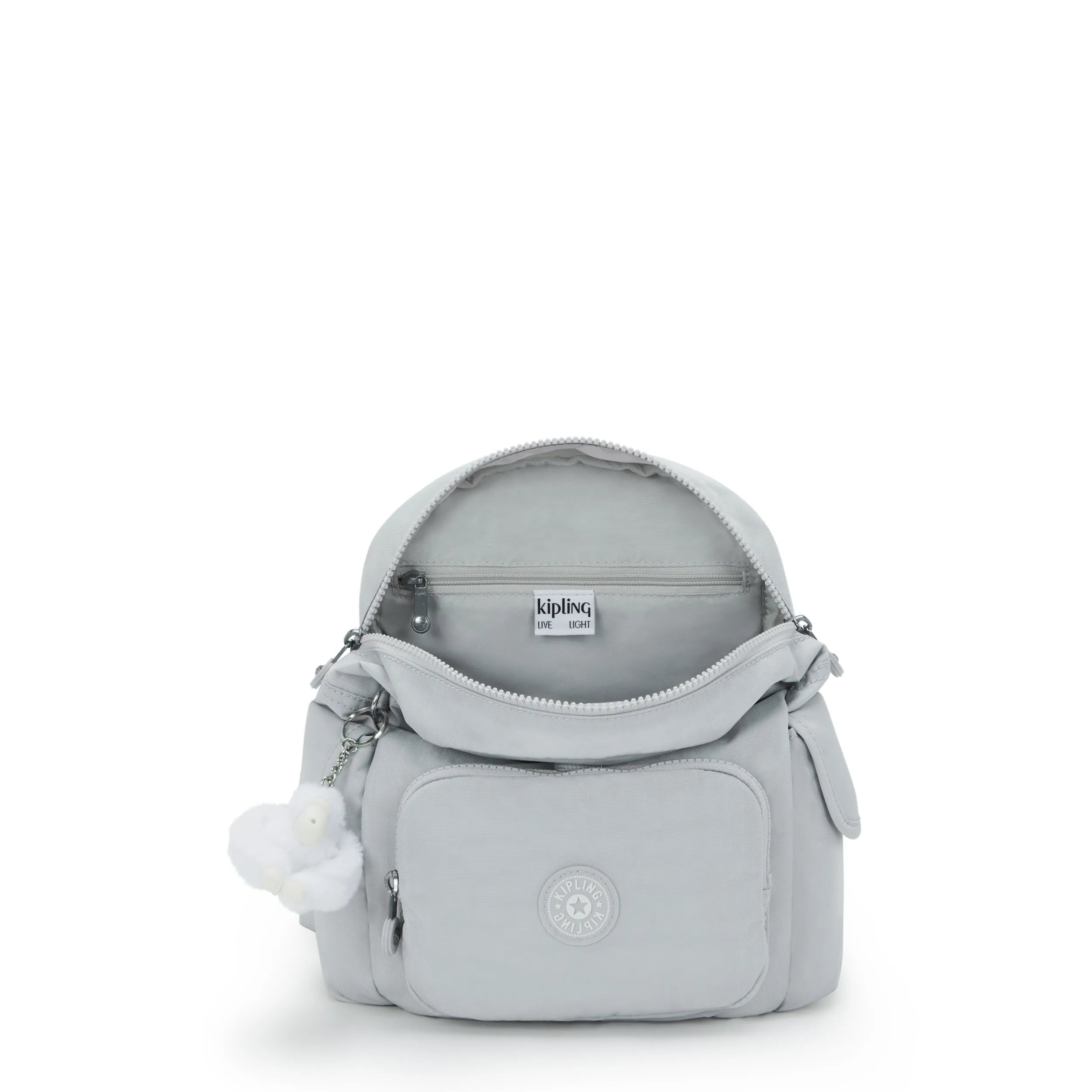 Kipling City Pack Mini in Easy Grey — angle view 3