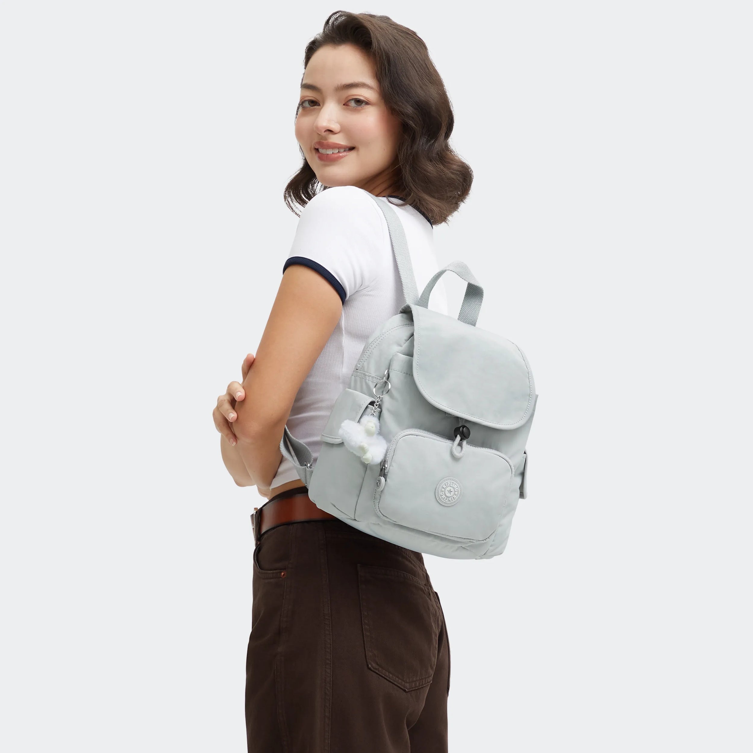 Kipling City Pack Mini in Easy Grey — back view