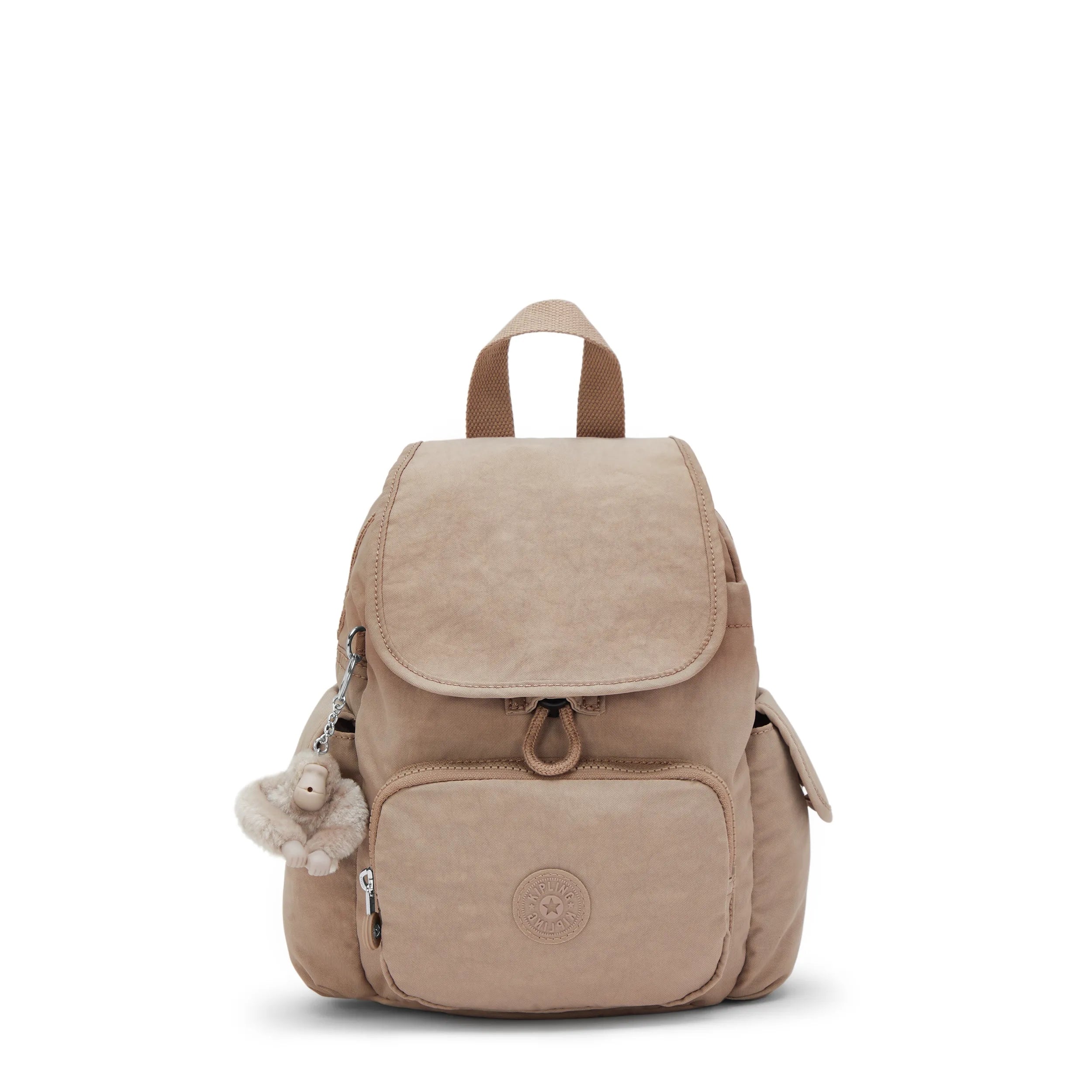 Kipling City Pack Mini in Tan Beige — front view