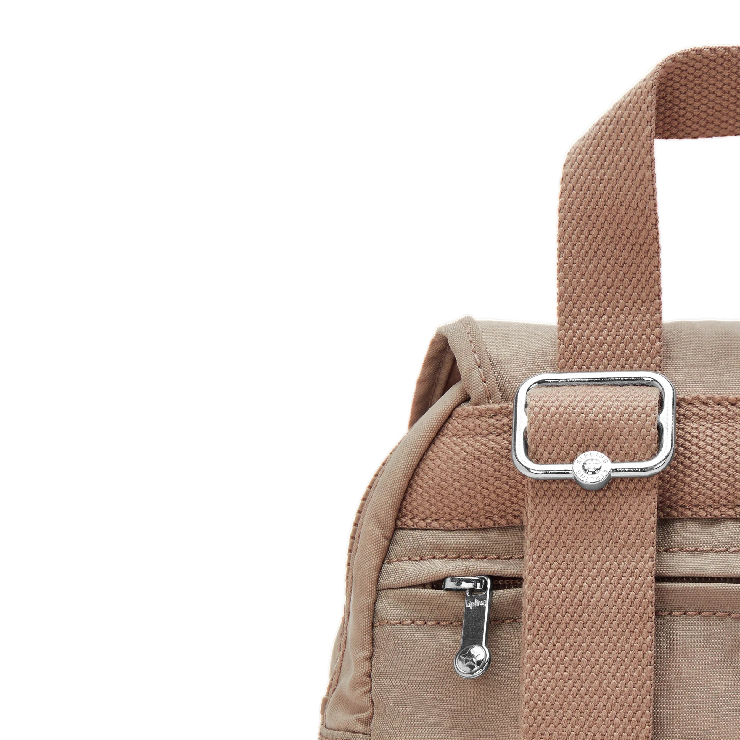 Kipling City Pack Mini in Tan Beige — detail view
