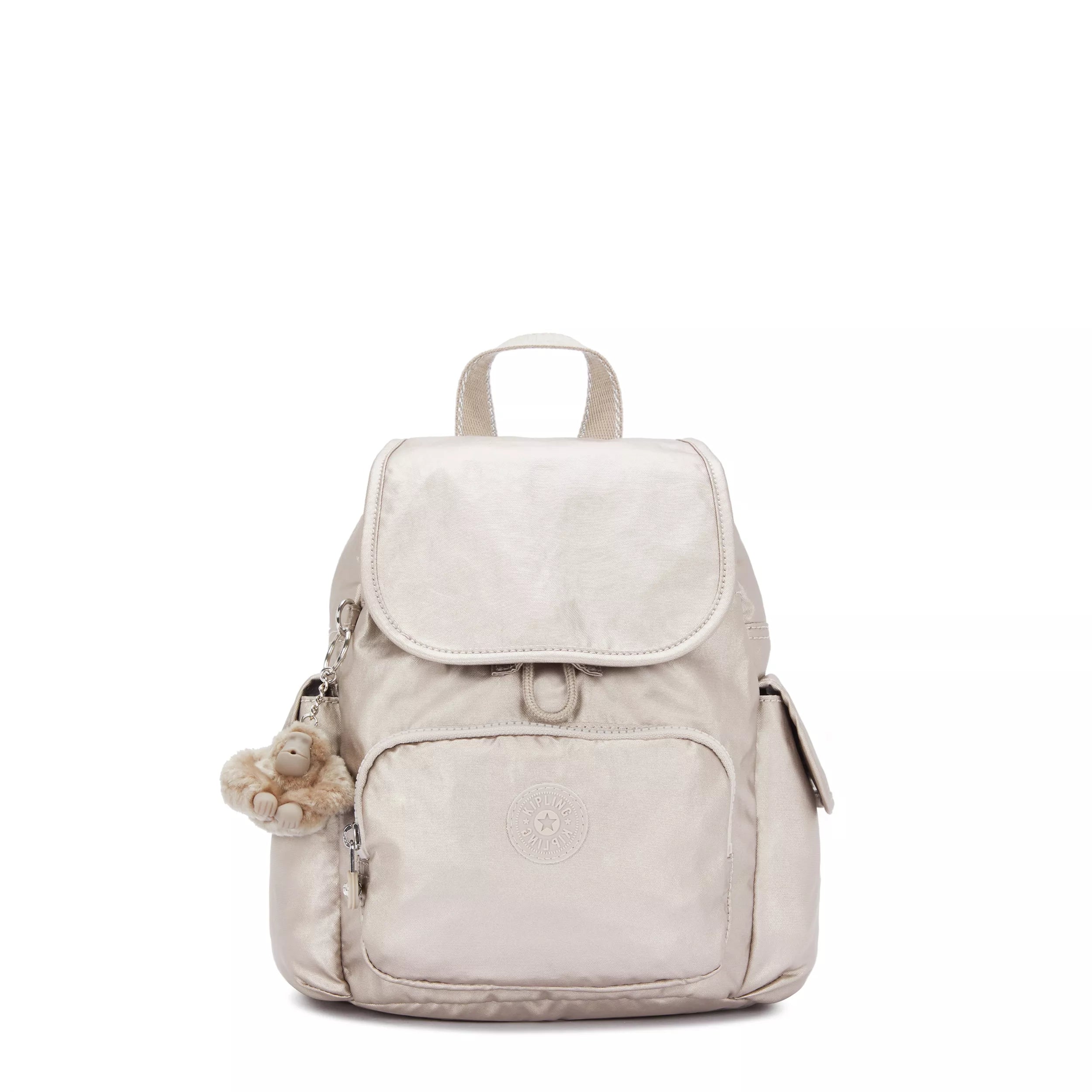 Kipling City Pack Mini in Metallic Glow — front view