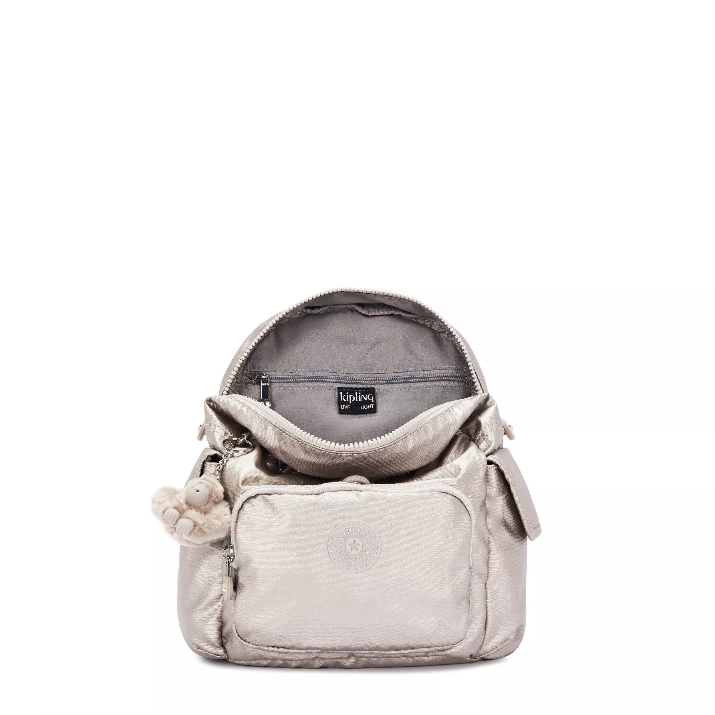 Kipling City Pack Mini in Metallic Glow — angle view 2