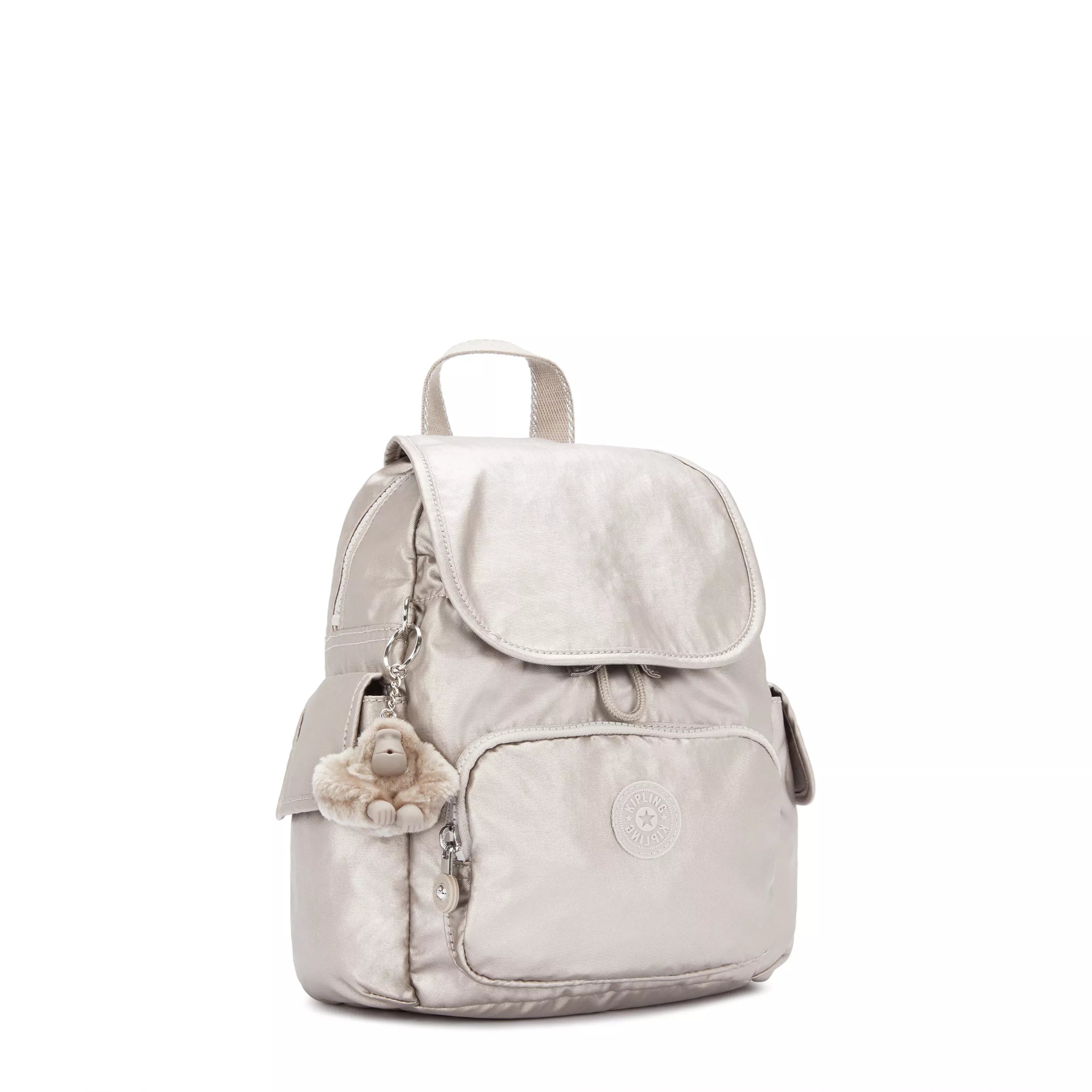 Kipling City Pack Mini in Metallic Glow — angle view 3