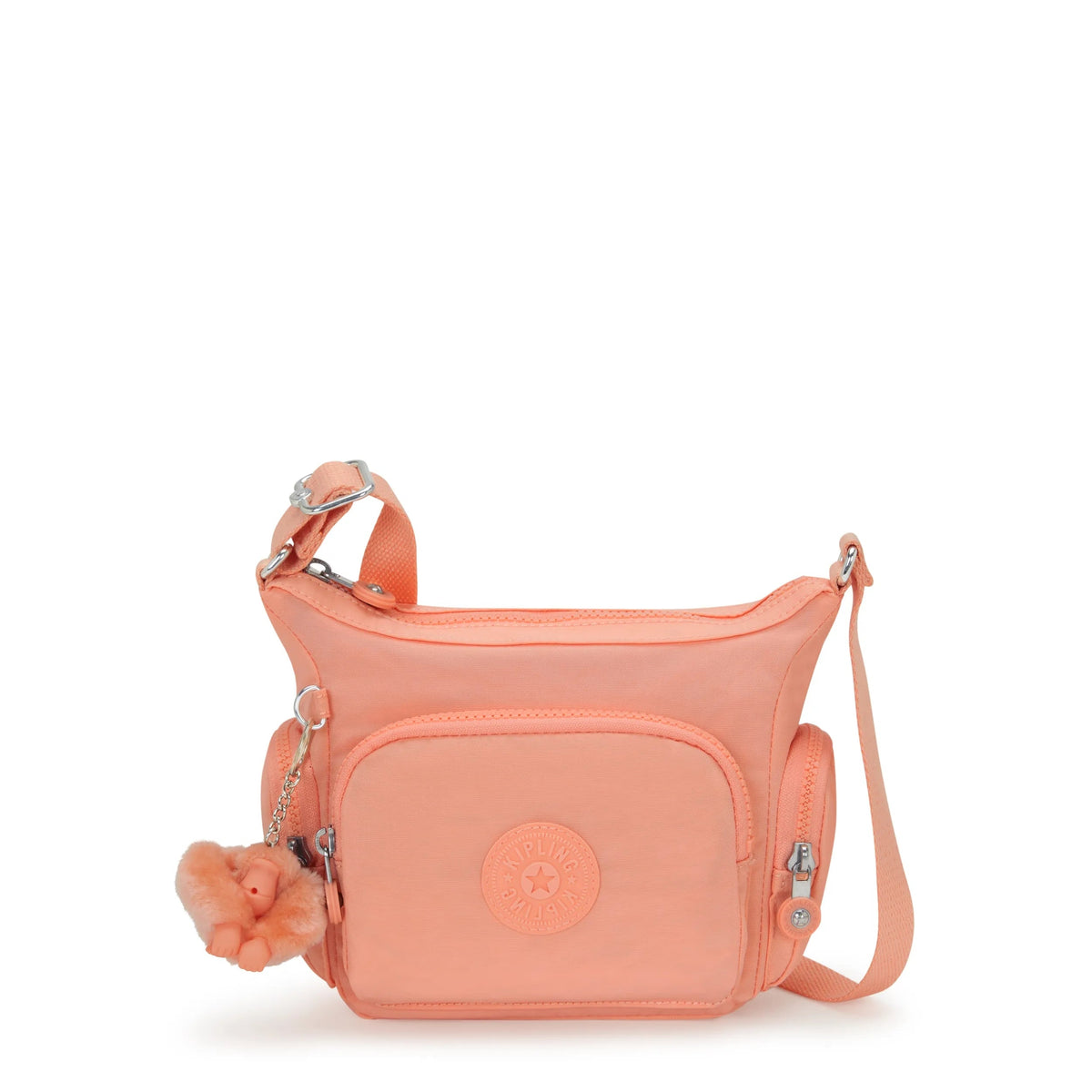 Kipling Gabbie Mini  Crossbody Bag in Pinky Orange — front view # color_Pinky Orange