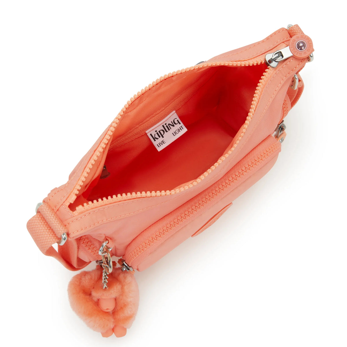Kipling Gabbie Mini  Crossbody Bag in Pinky Orange — interior view