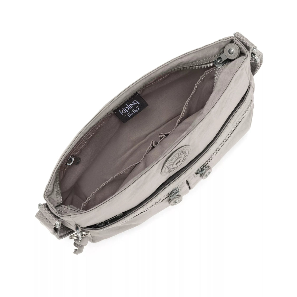Kipling New Angie Crossbody Bag in Grey Gris — interior view