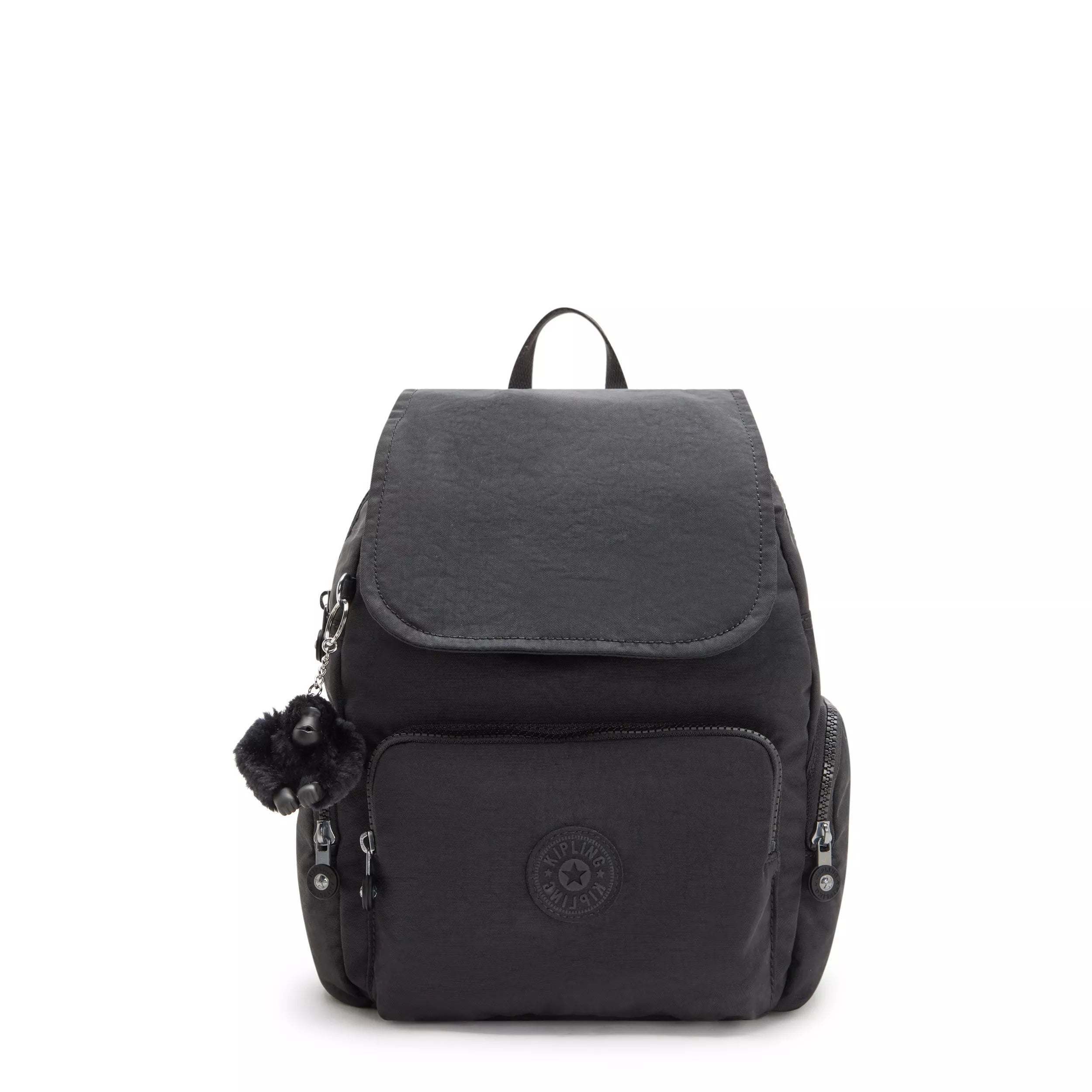 Kipling City Zip S in Black Noir — front view