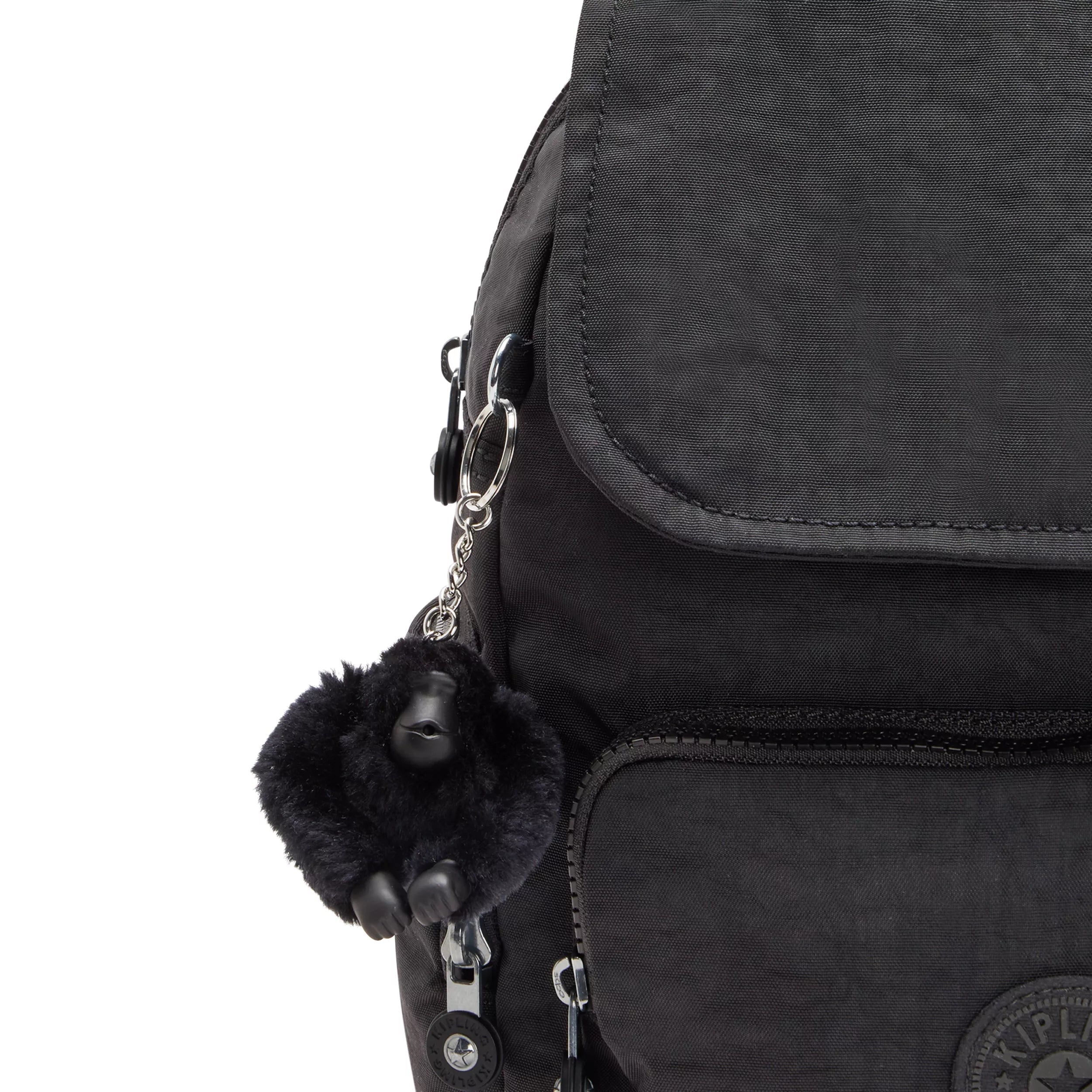 Kipling City Zip S in Black Noir — detail view
