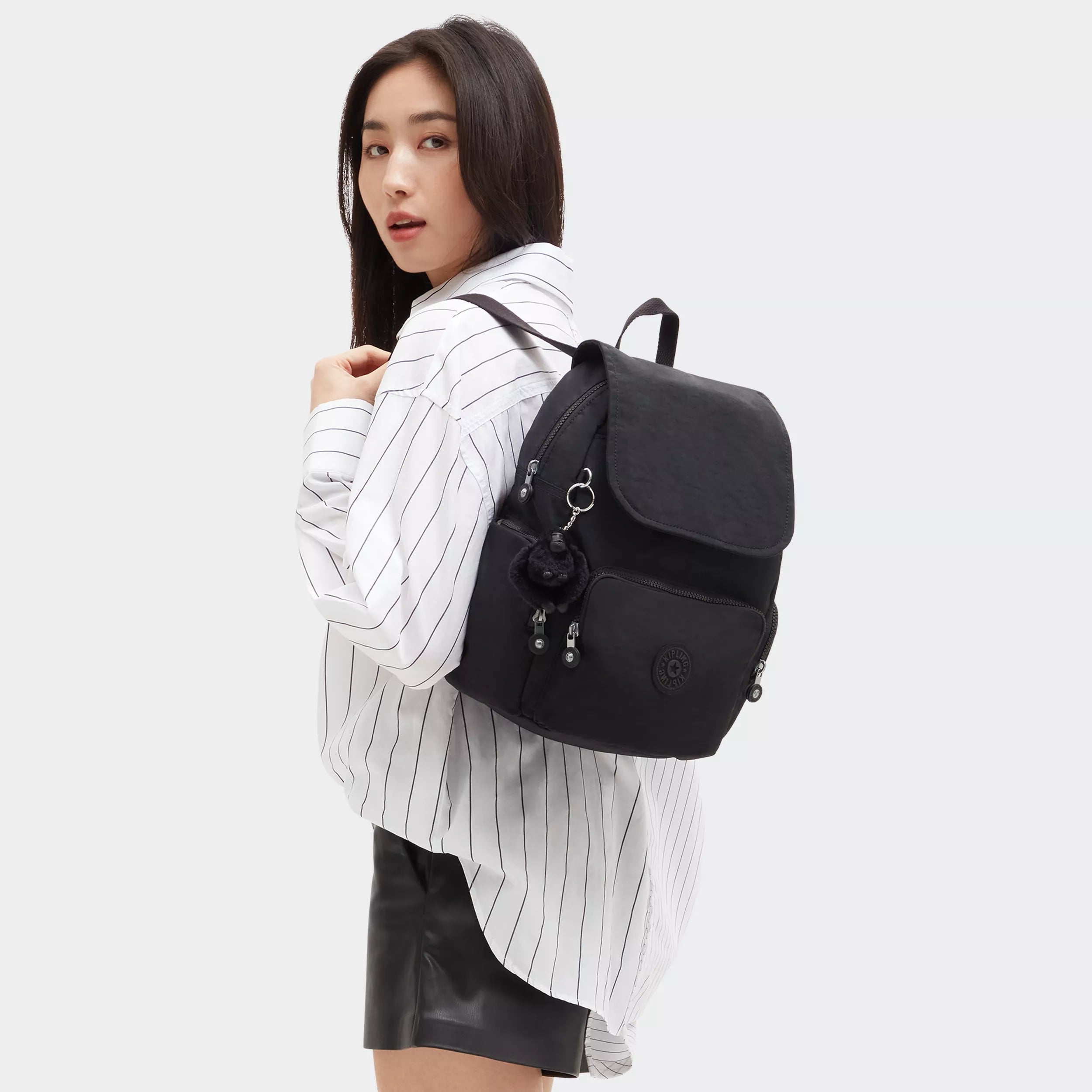 Kipling City Zip S in Black Noir — back view