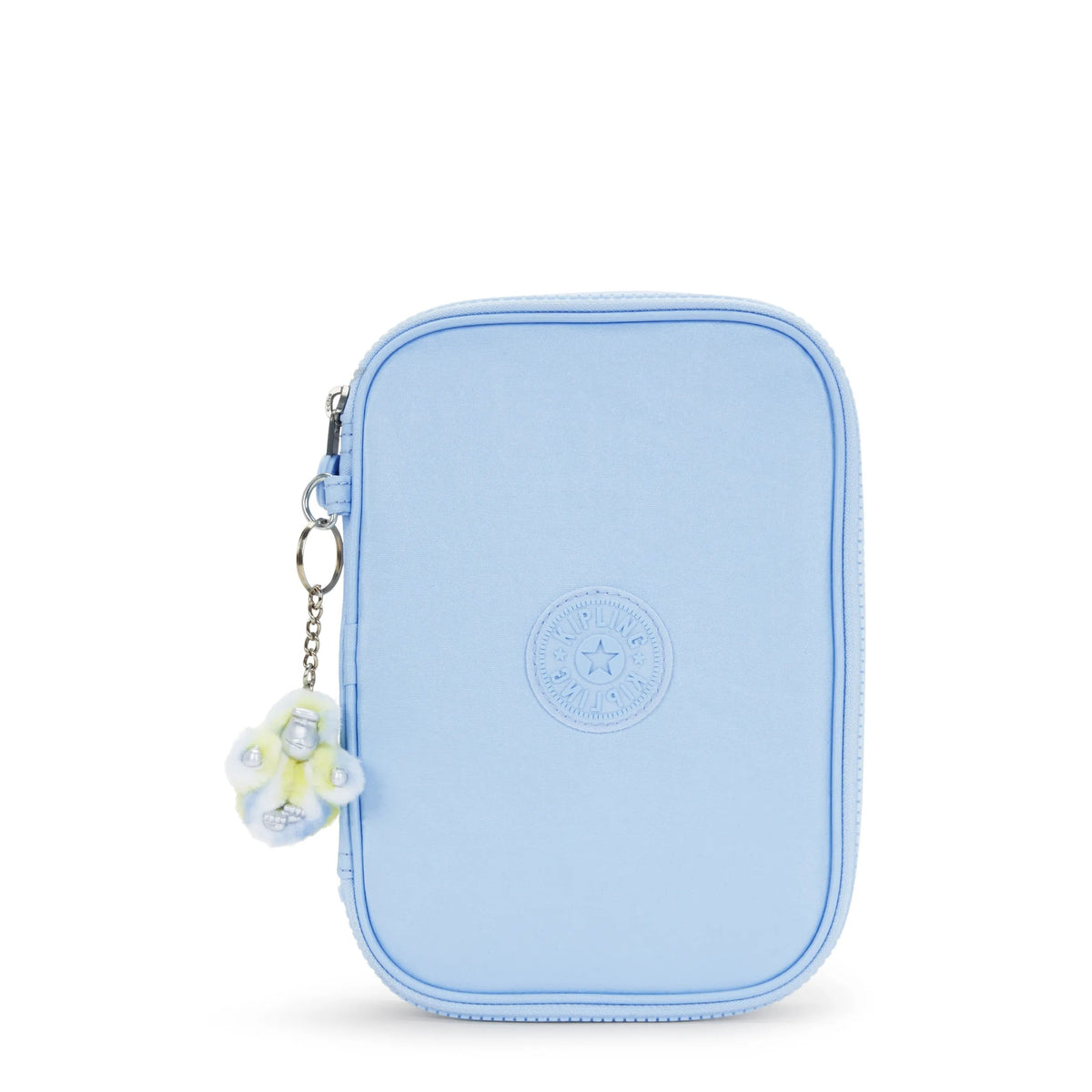 Kipling 100 Pens Case in Clear Sky Metallic — front view # color_Clear Sky Metallic