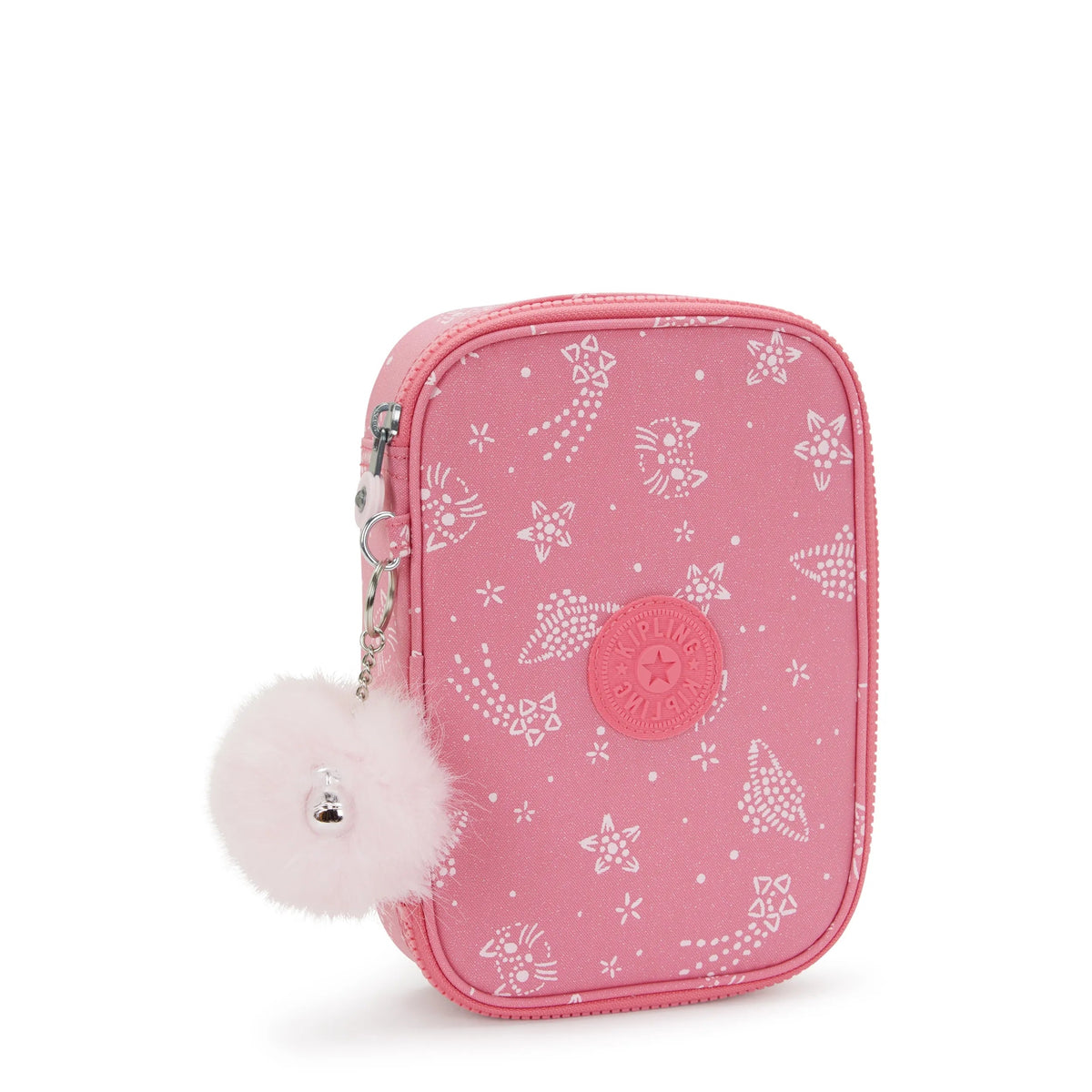 Kipling 100 Pens Case in Glitter Cats — angle view