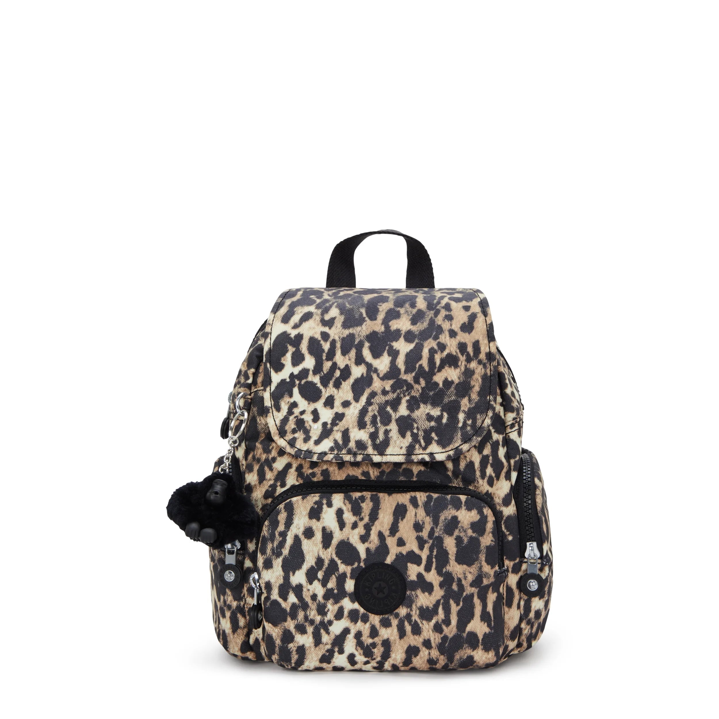 Kipling City Zip Mini in Wild Leopard — front view