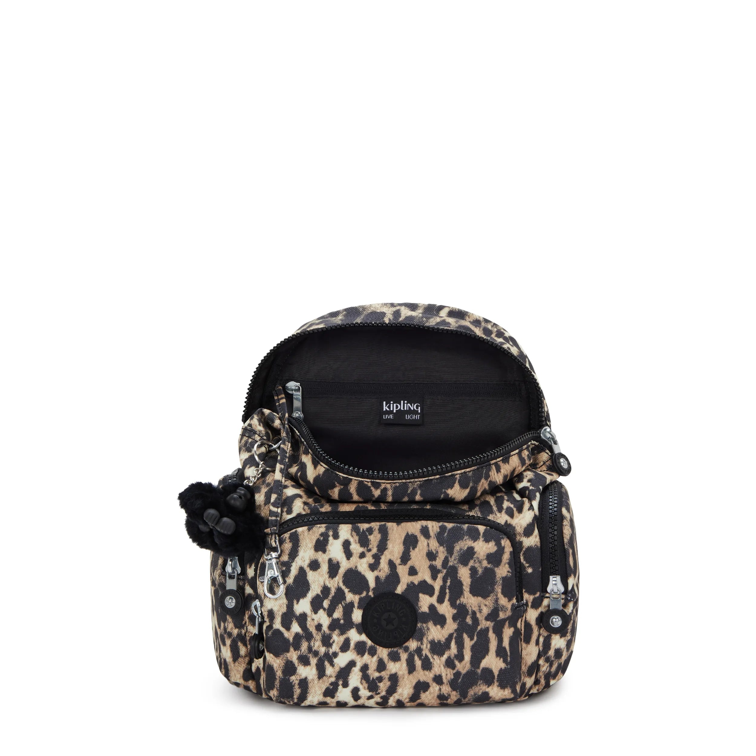 Kipling City Zip Mini in Wild Leopard — angle view 3