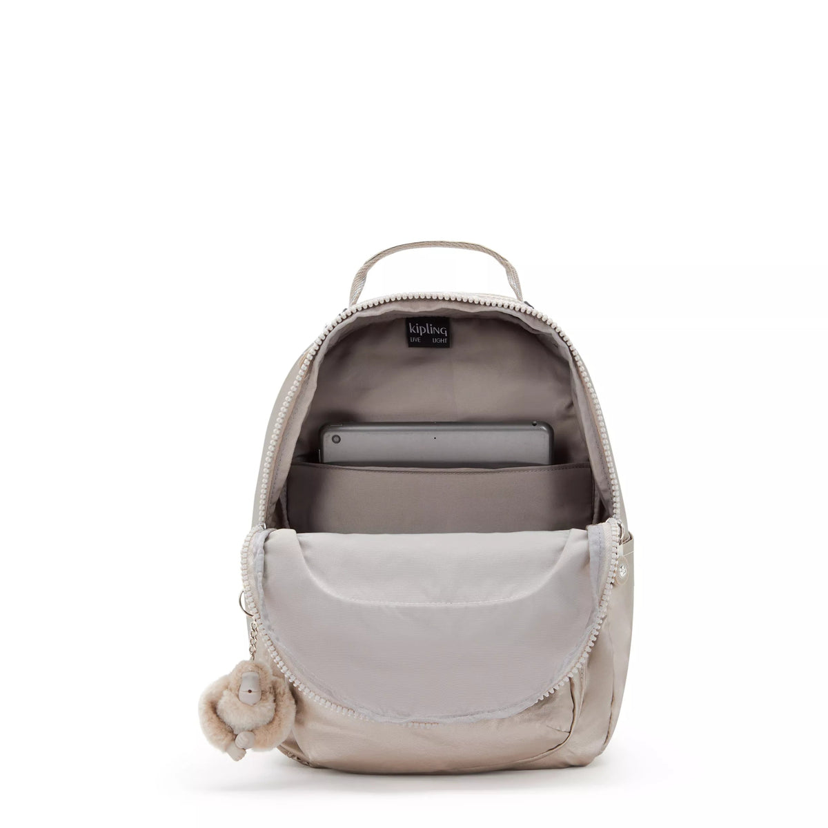 Kipling Seoul Small Backpack in Metallic Glow — interior view
