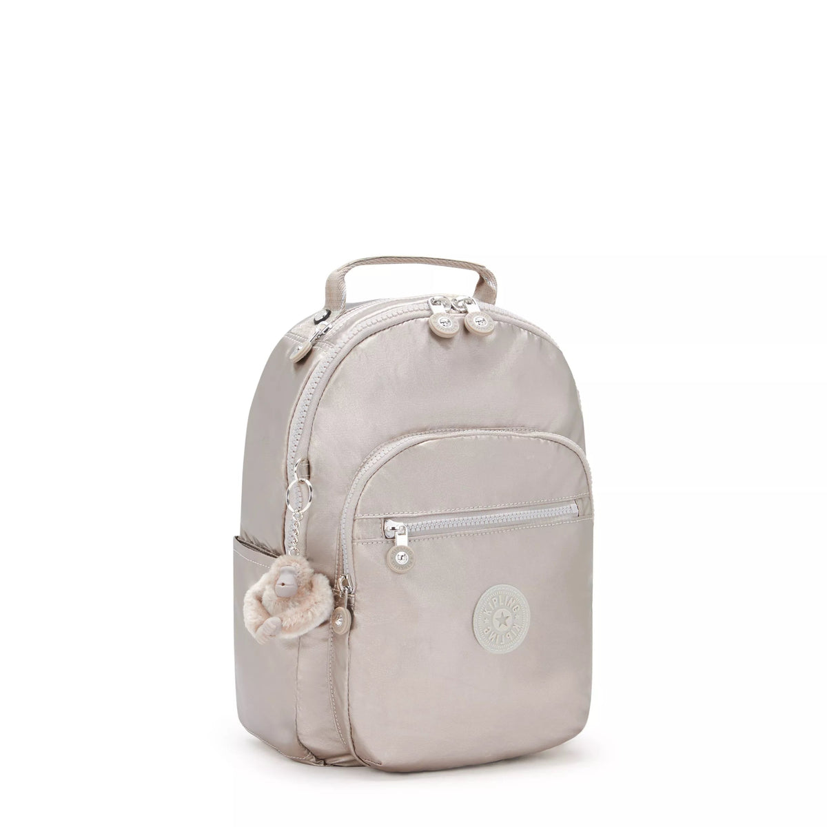 Kipling Seoul Small Backpack in Metallic Glow — angle view