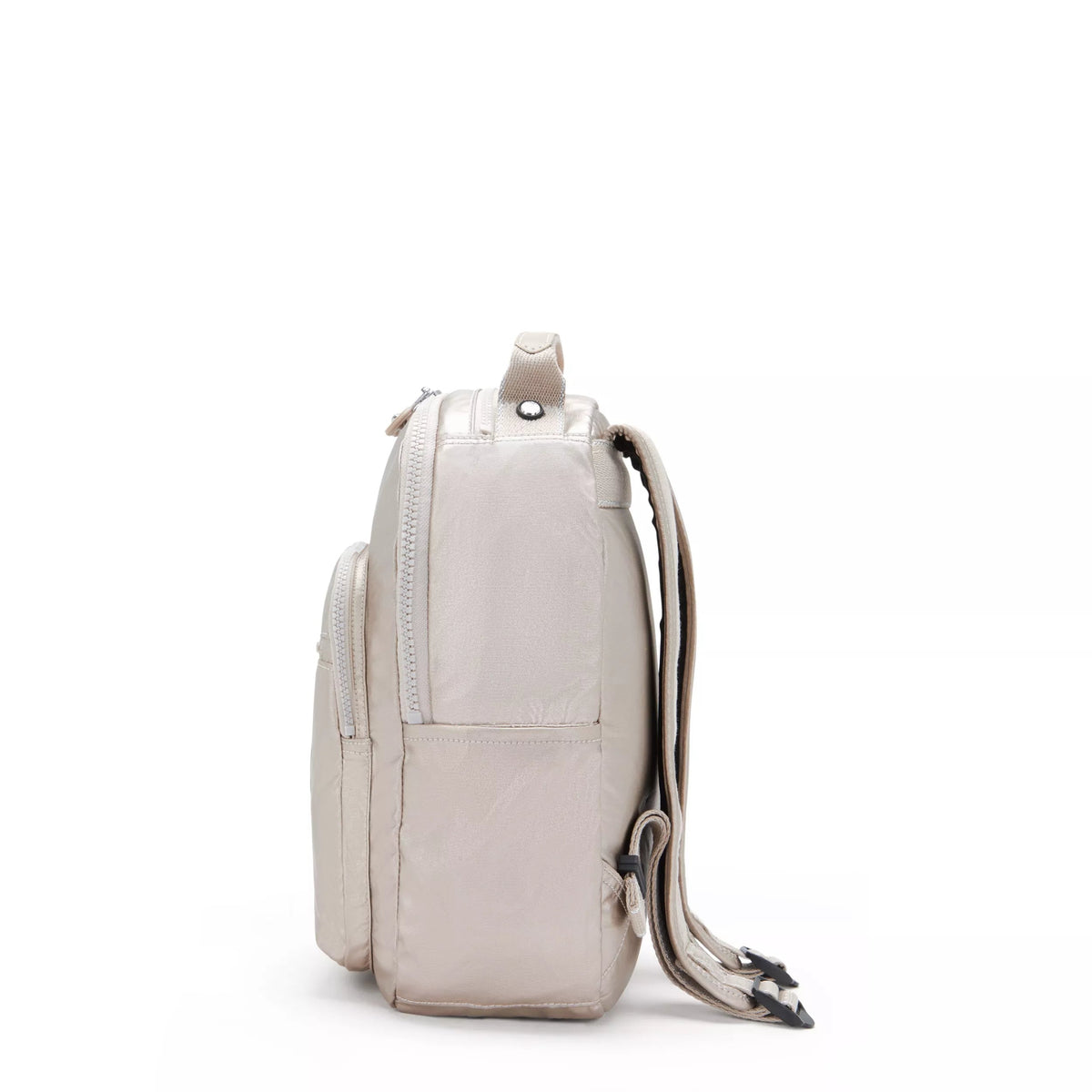 Kipling Seoul Small Backpack in Metallic Glow — side view