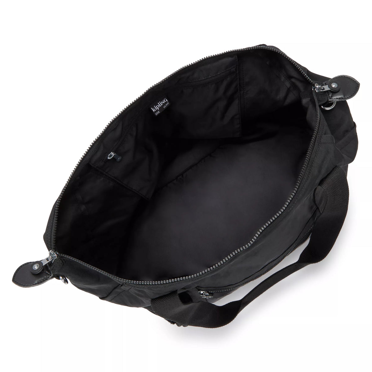 Kipling Art M Weekender in Black Noir — interior view