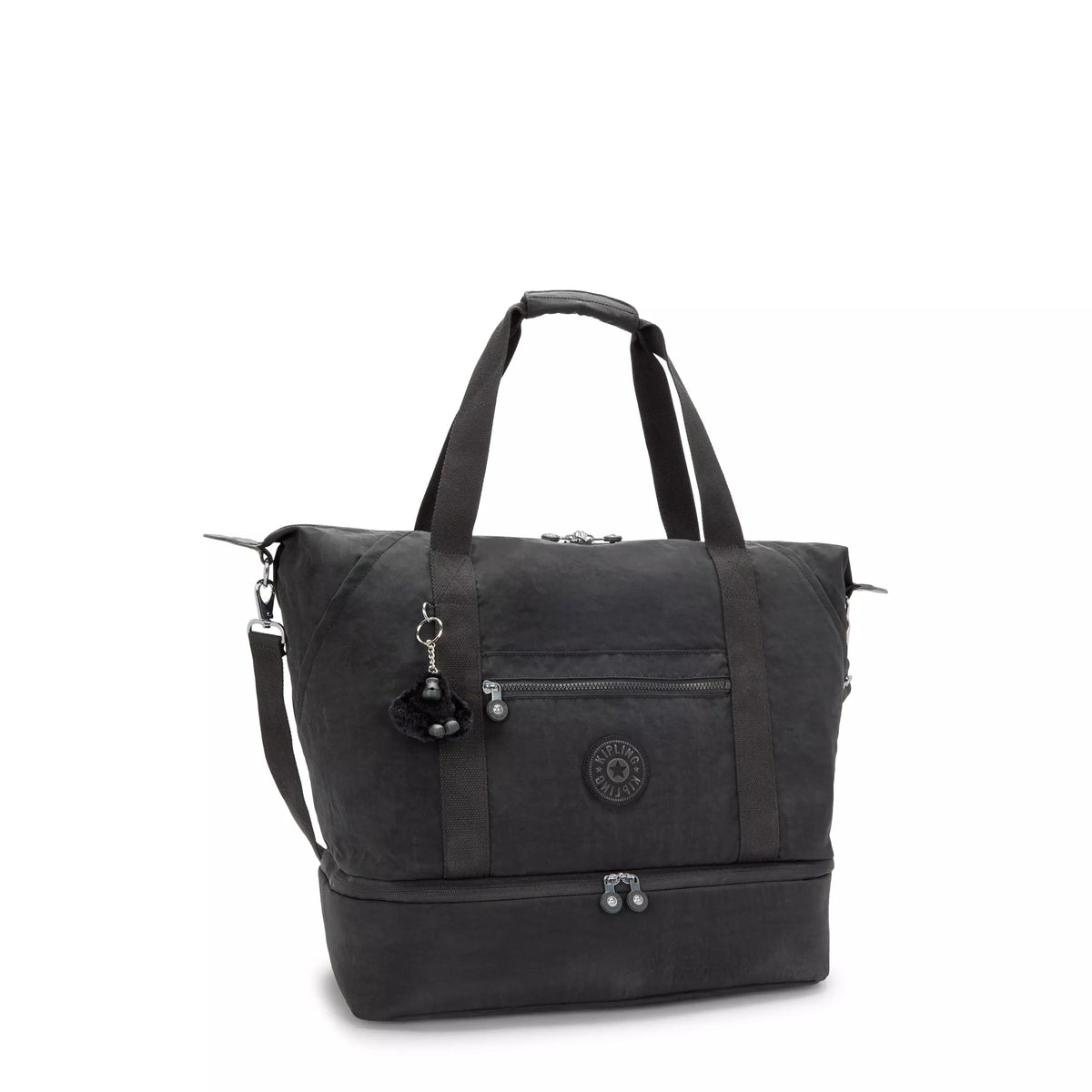 Kipling Art M Weekender in Black Noir — angle view 2