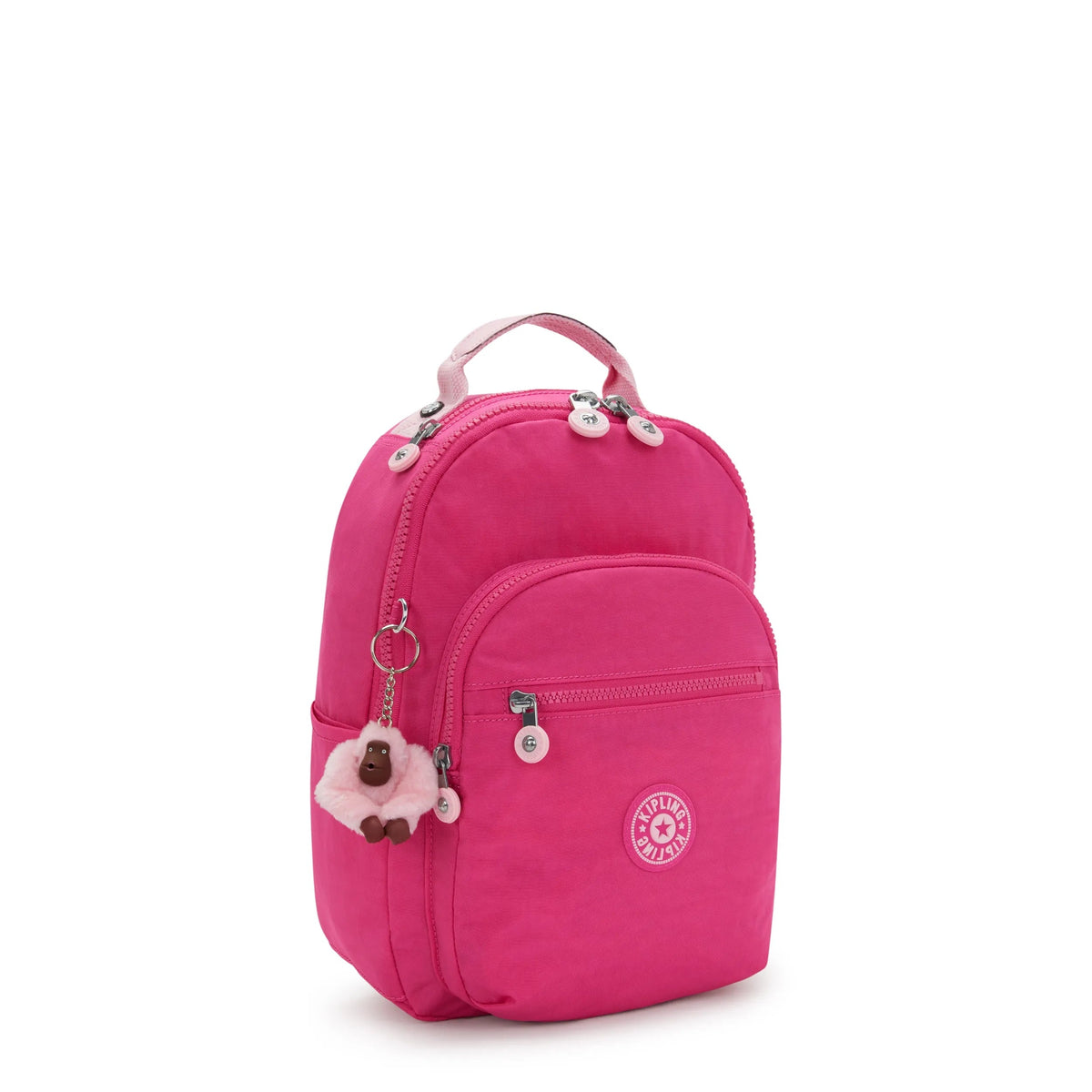 Kipling Seoul Small Backpack in Intense Rose — angle view