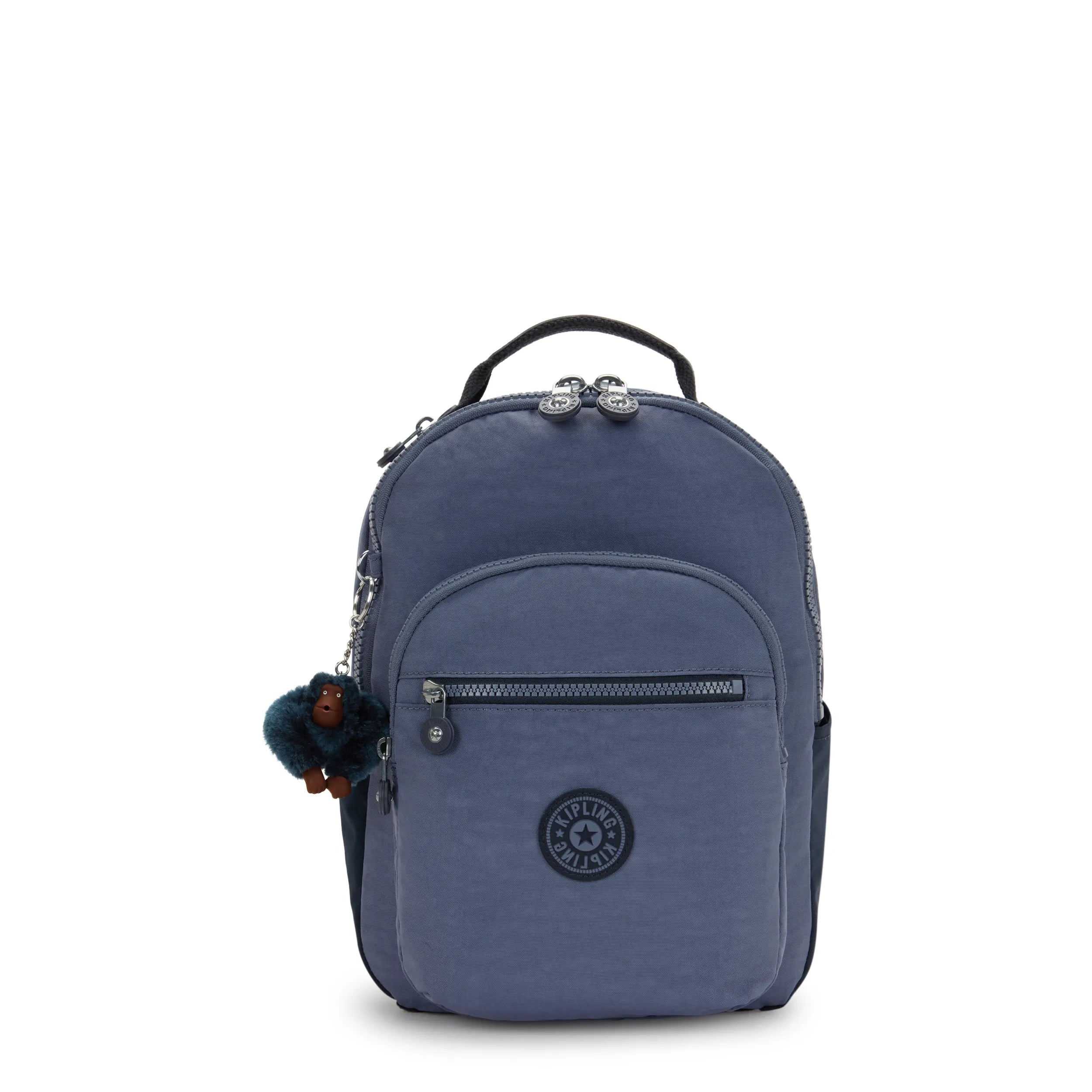 Kipling Seoul Small Backpack in Game Grey — front view # color_Game Grey