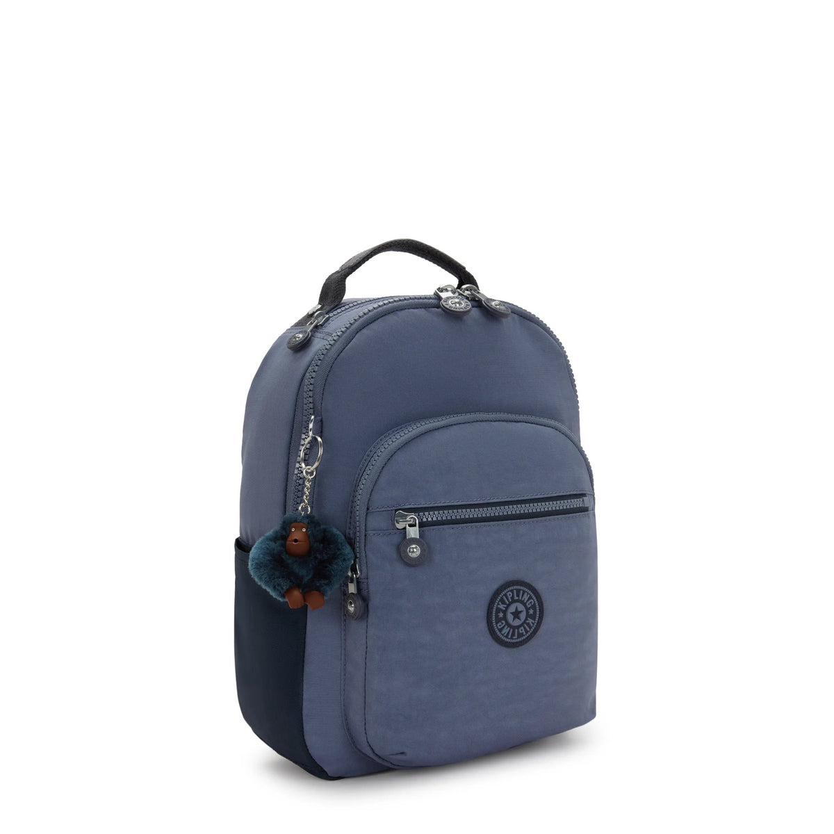 Kipling Seoul Small Backpack in Game Grey — angle view