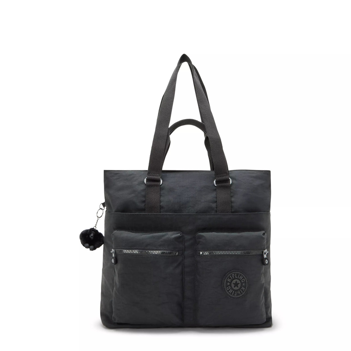 Kipling India  16" Laptop Tote Bag in Black Noir — front view # color_Black Noir