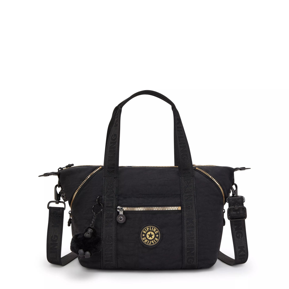 Kipling Art Mini Shoulder Bag in Glorious Gold — front view # color_Glorious Gold