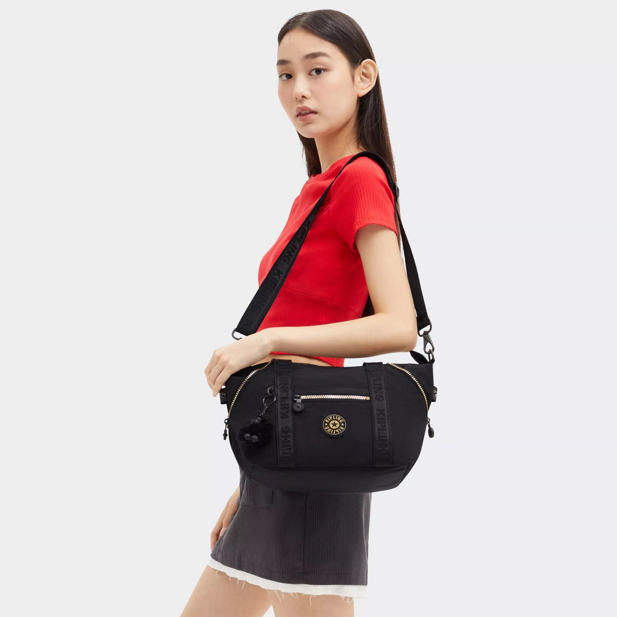 Kipling Art Mini Shoulder Bag in Glorious Gold — lifestyle