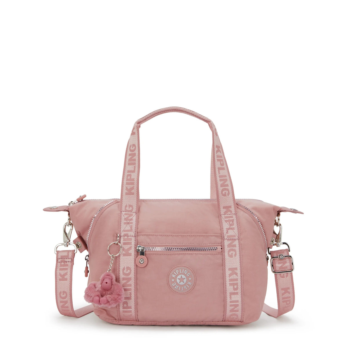 Kipling Art Mini Shoulder Bag in Glorious Pink — front view # color_Glorious Pink
