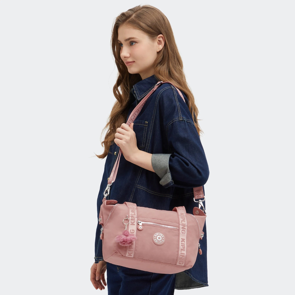 Kipling Art Mini Shoulder Bag in Glorious Pink — lifestyle 2