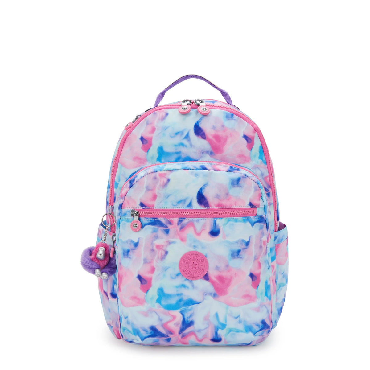 Kipling Seoul Large Backpack with 15" Laptop Protection in Aqua Life — front view # color_Aqua Life