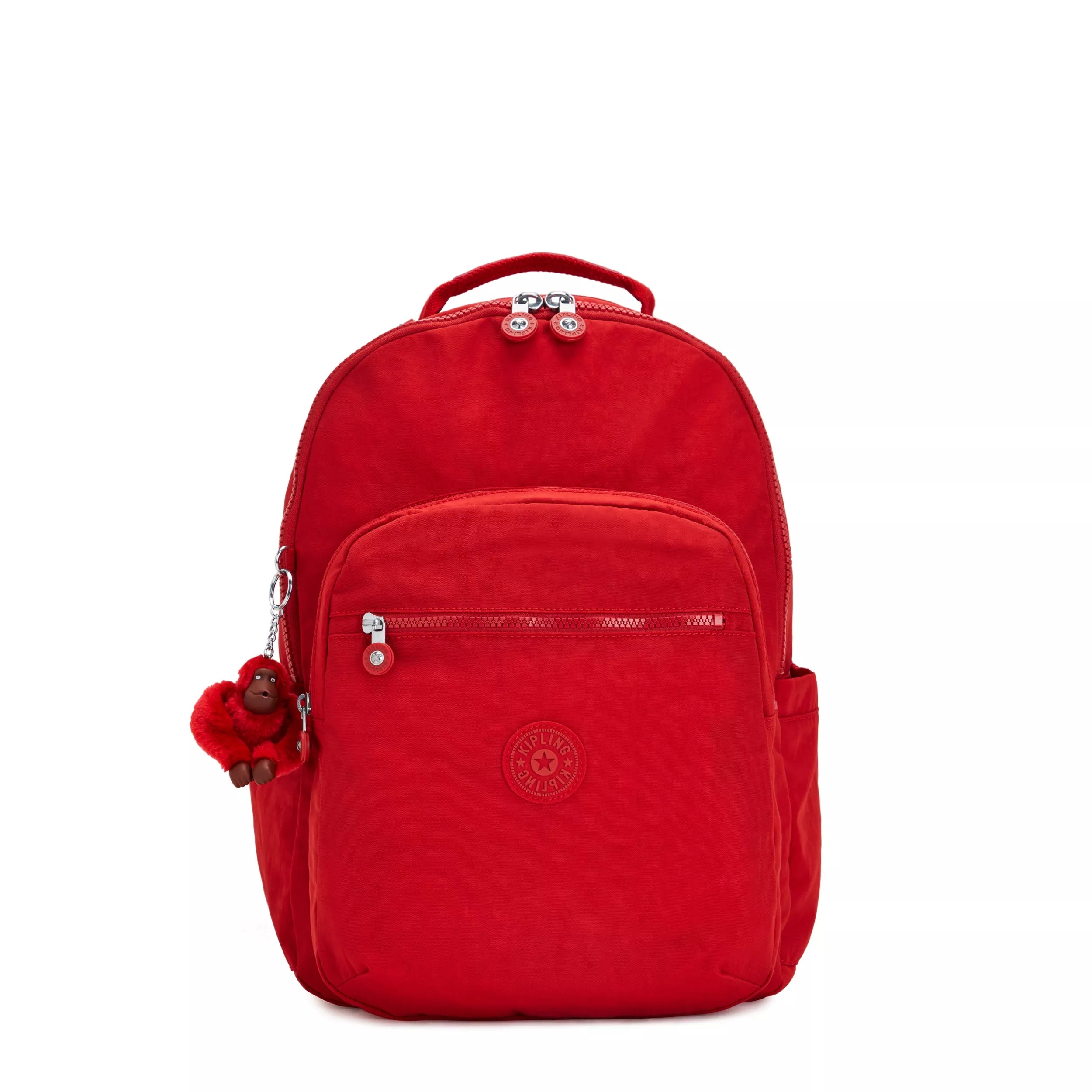 Kipling Seoul Large Backpack with 15" Laptop Protection in Cherry Tonal — front view # color_Cherry Tonal