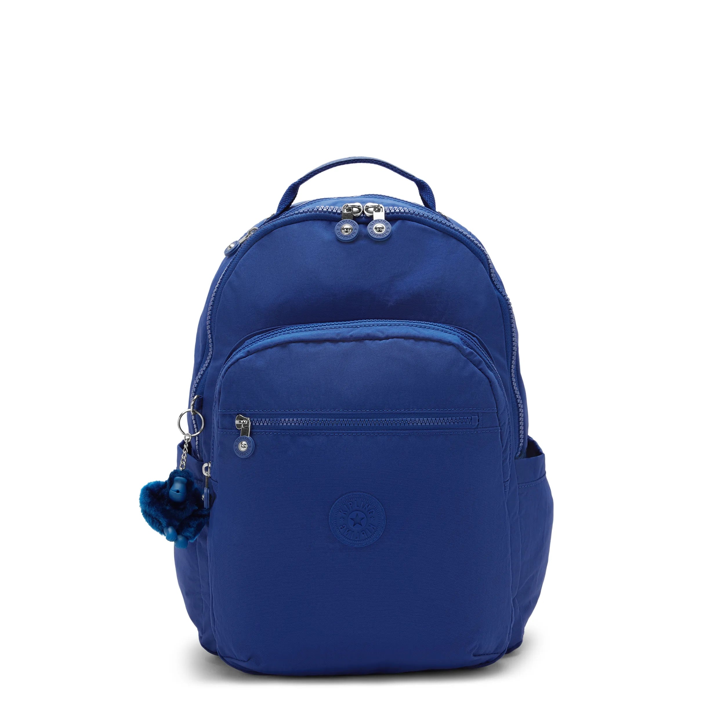 Kipling Seoul Large Backpack with 15" Laptop Protection in Blazing Blue — front view # color_Blazing Blue
