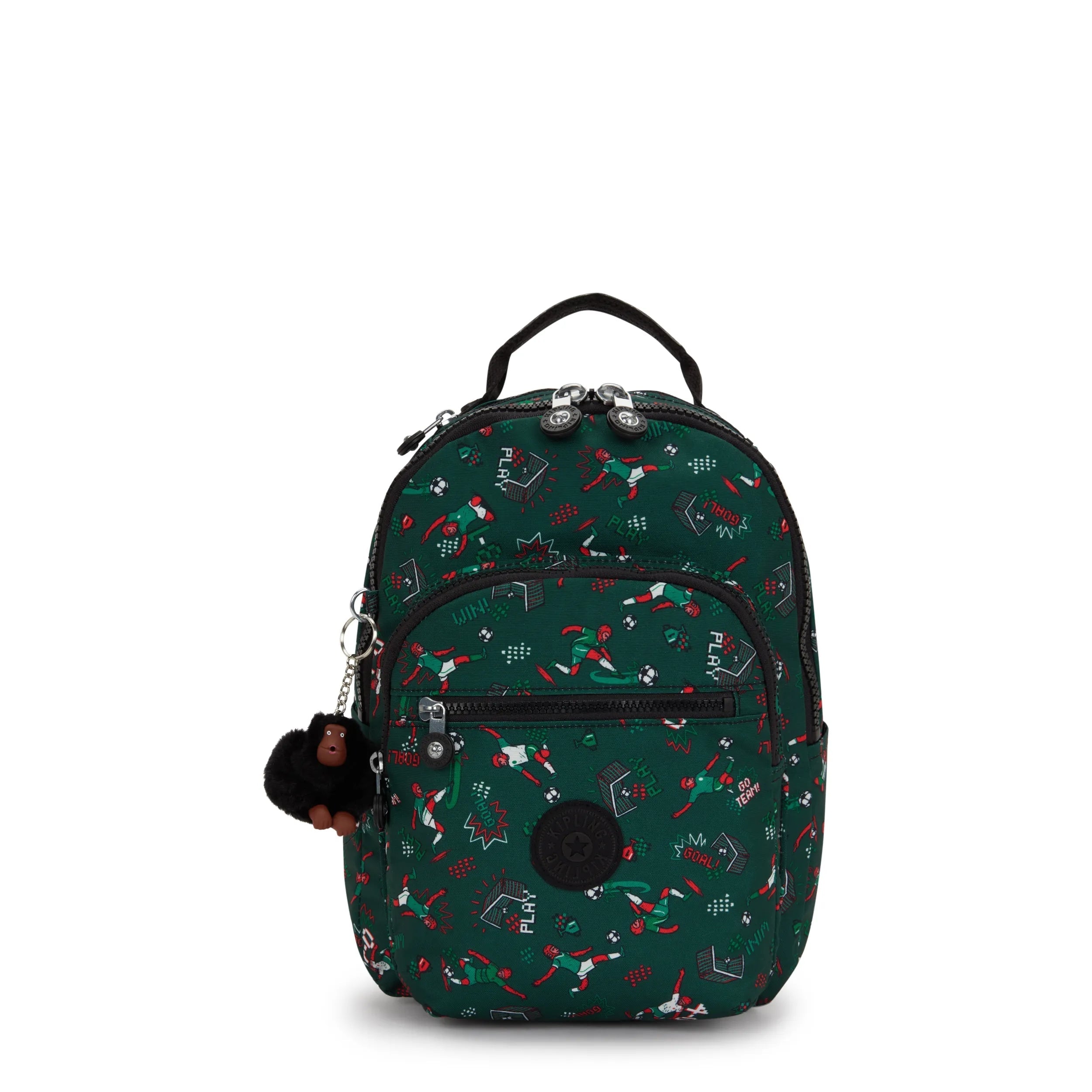 Kipling Seoul Small Backpack in Soccer Print — front view # color_Soccer Print