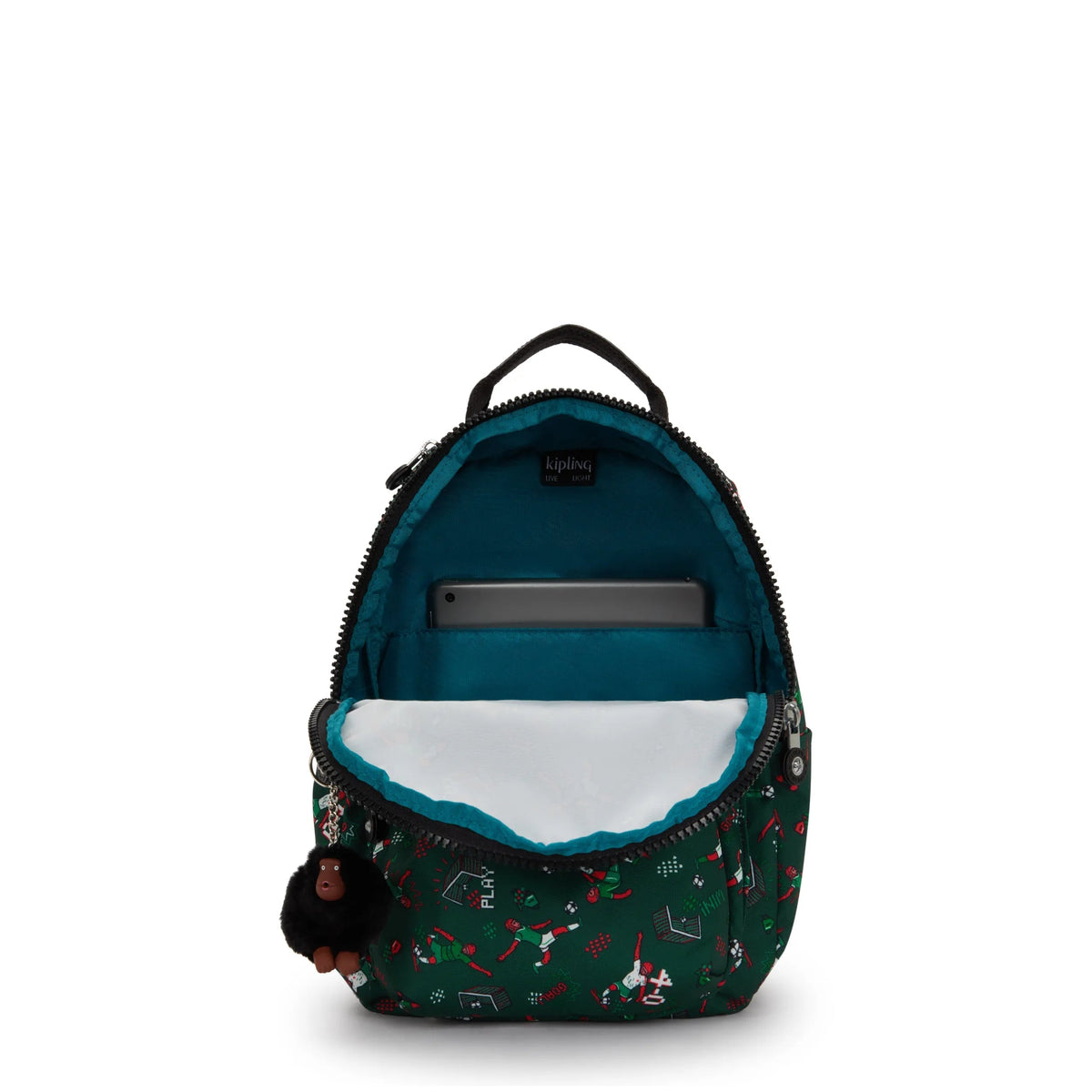 Kipling Seoul Small Backpack in Soccer Print — interior view