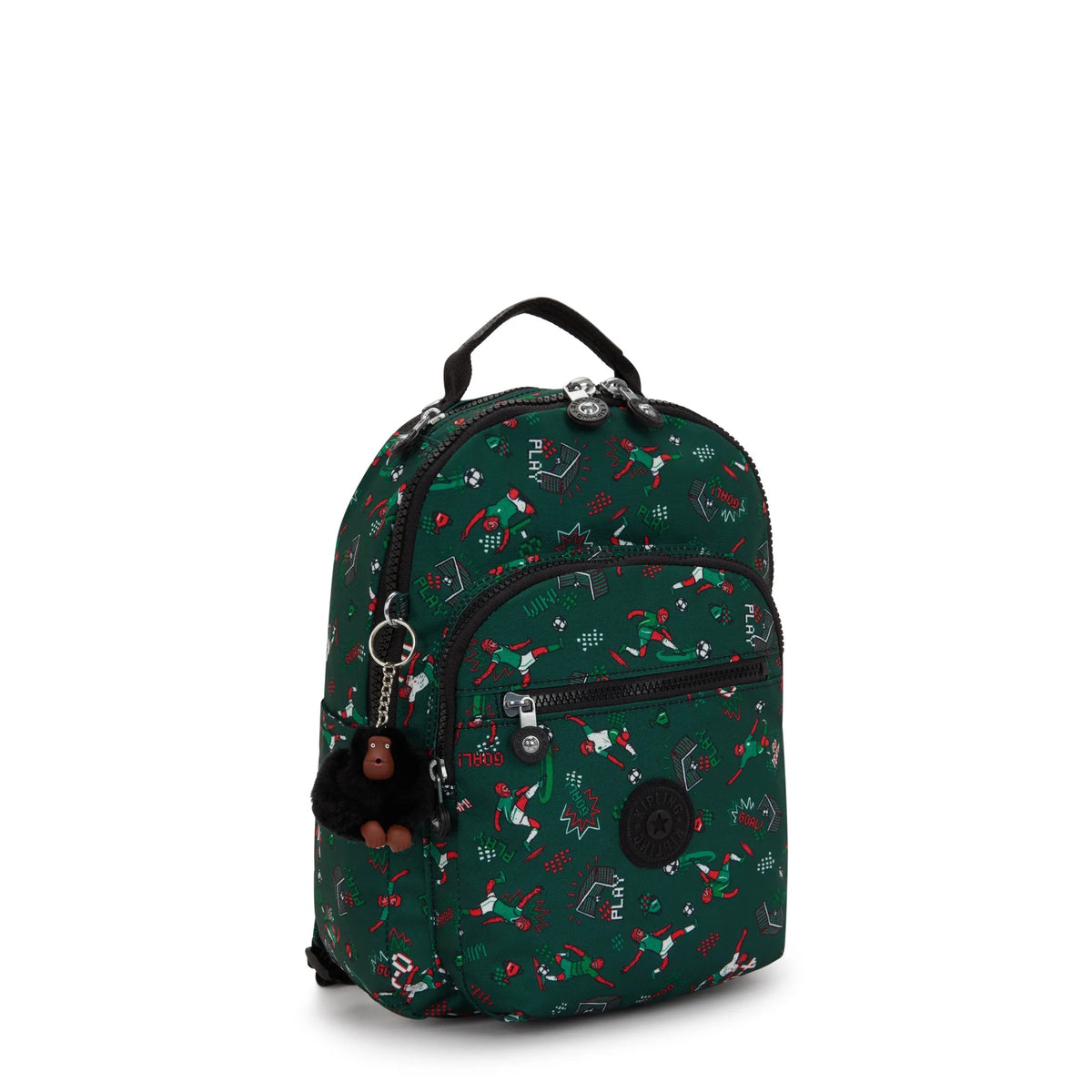 Kipling Seoul Small Backpack in Soccer Print — angle view
