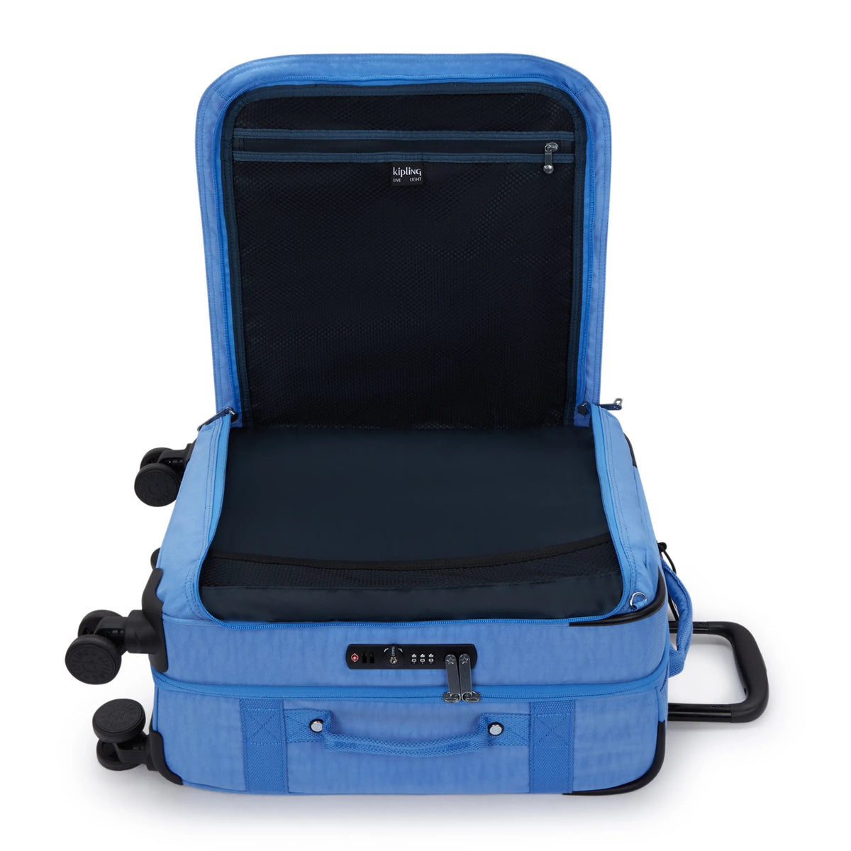 Kipling Spontaneous Small  Rolling Luggage-Carry On in Cocktail Blue — interior view 2