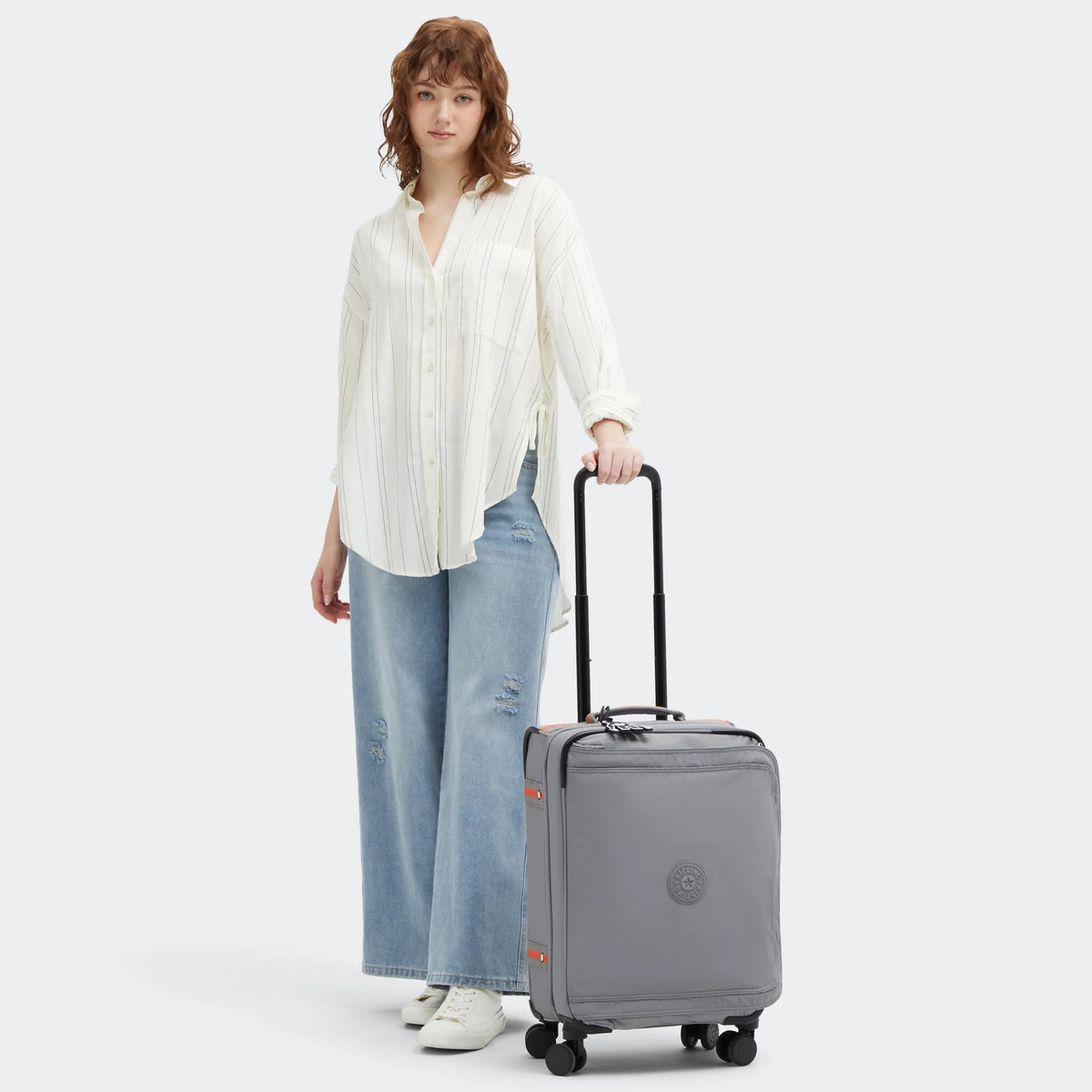 Kipling Spontaneous Small  Rolling Luggage-Carry On in Inviting Grey — lifestyle