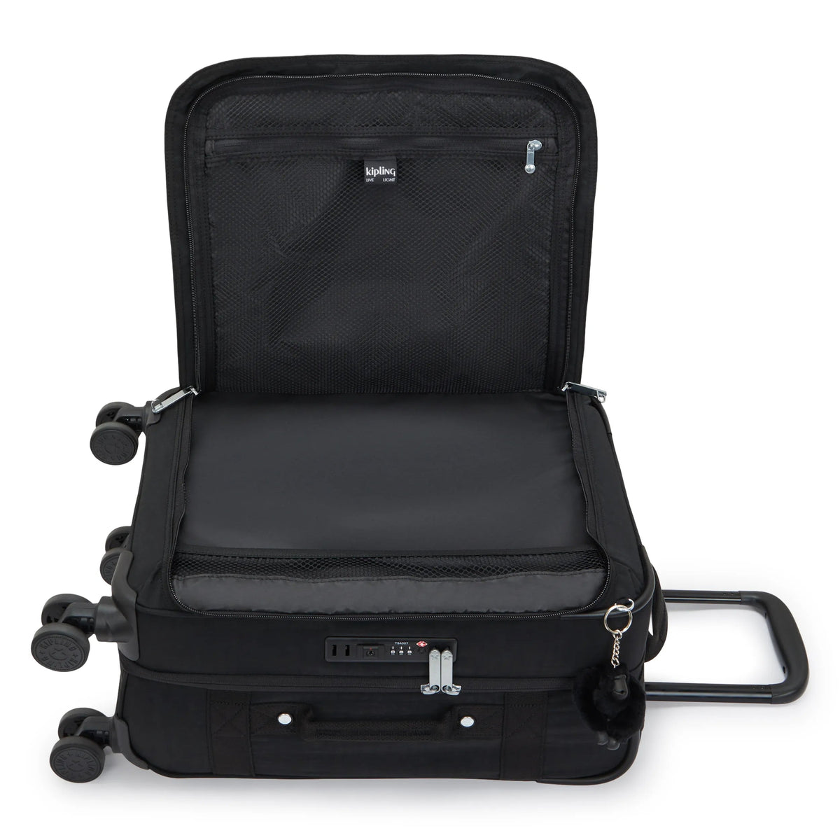 Kipling Spontaneous Small  Rolling Luggage-Carry On in Black — interior view 2