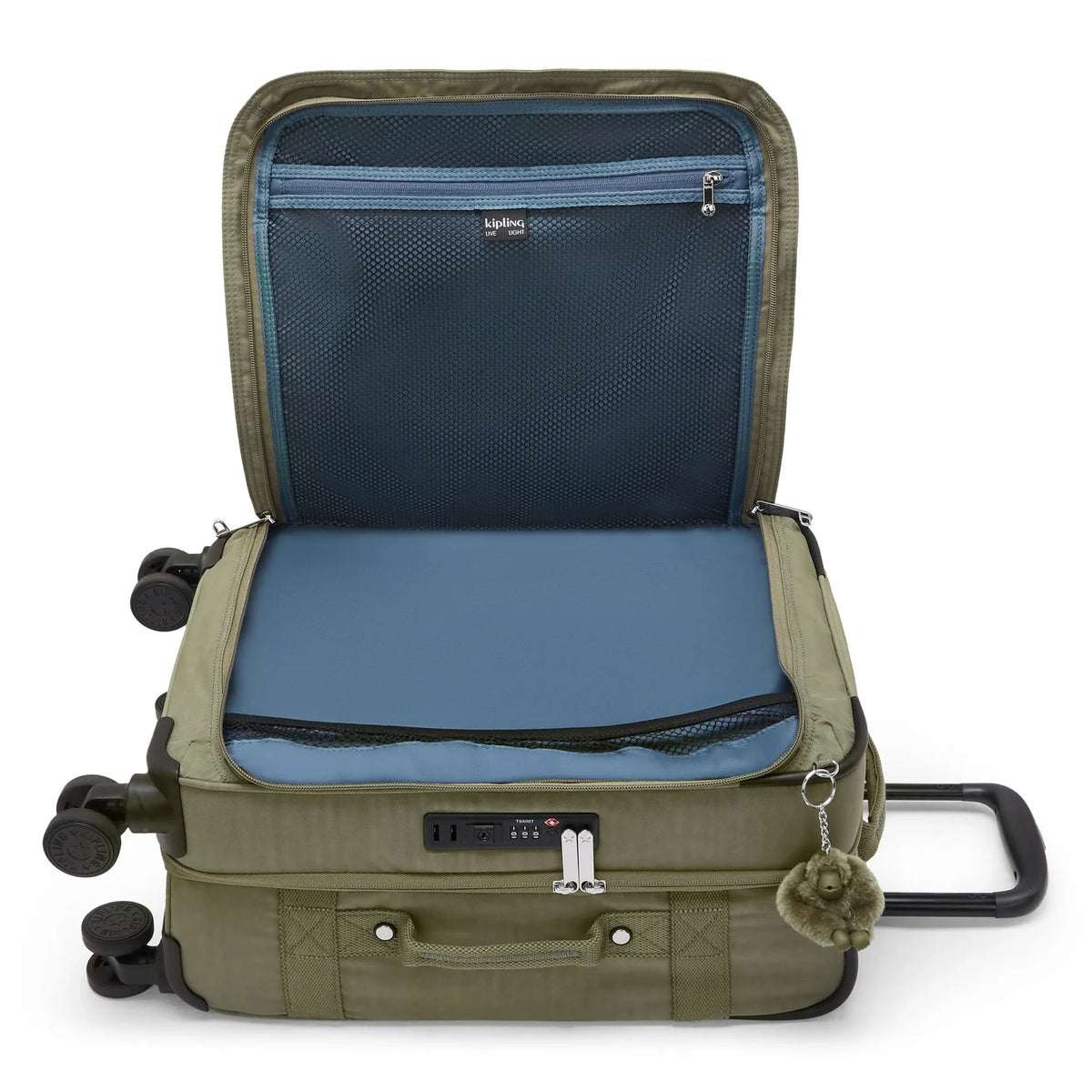 Kipling Spontaneous Small Rolling Luggage-Carry On in Almost Sage — interior view 2