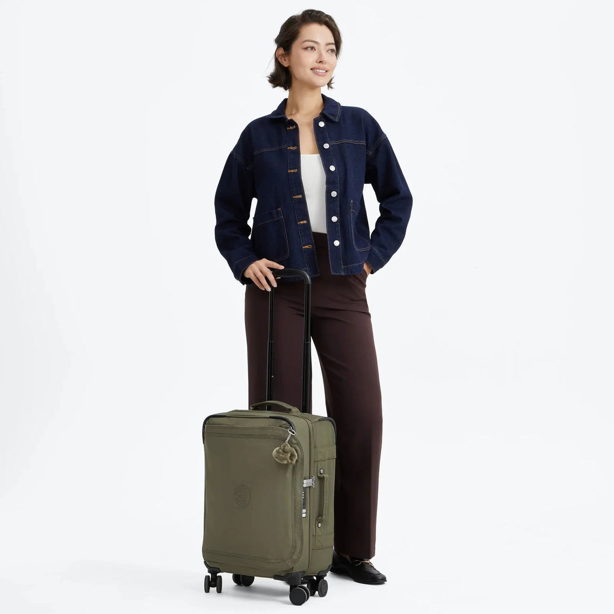 Kipling Spontaneous Small Rolling Luggage-Carry On in Almost Sage — lifestyle