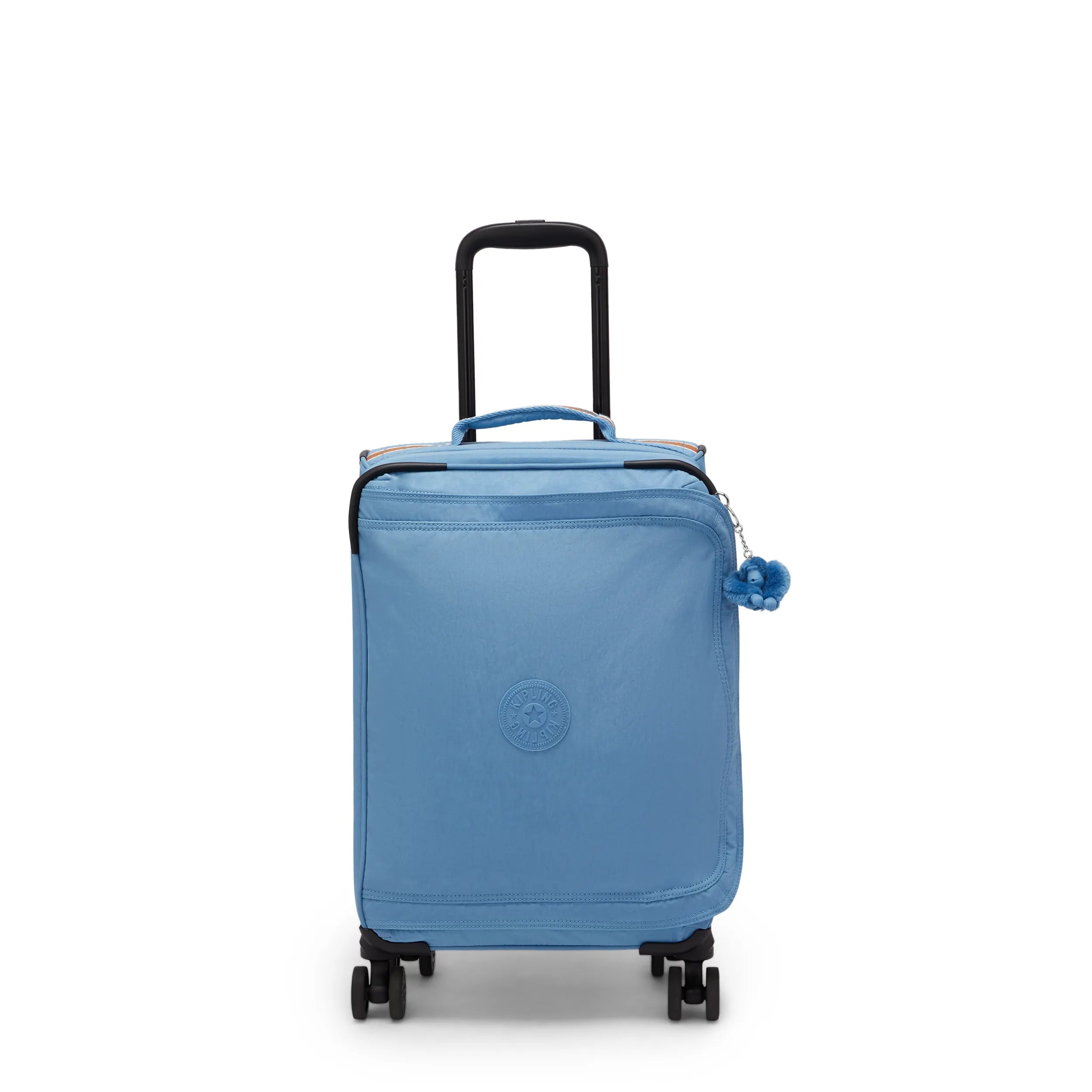 Kipling Spontaneous Small  Rolling Luggage-Carry On in Vintage Blue — front view # color_Vintage Blue
