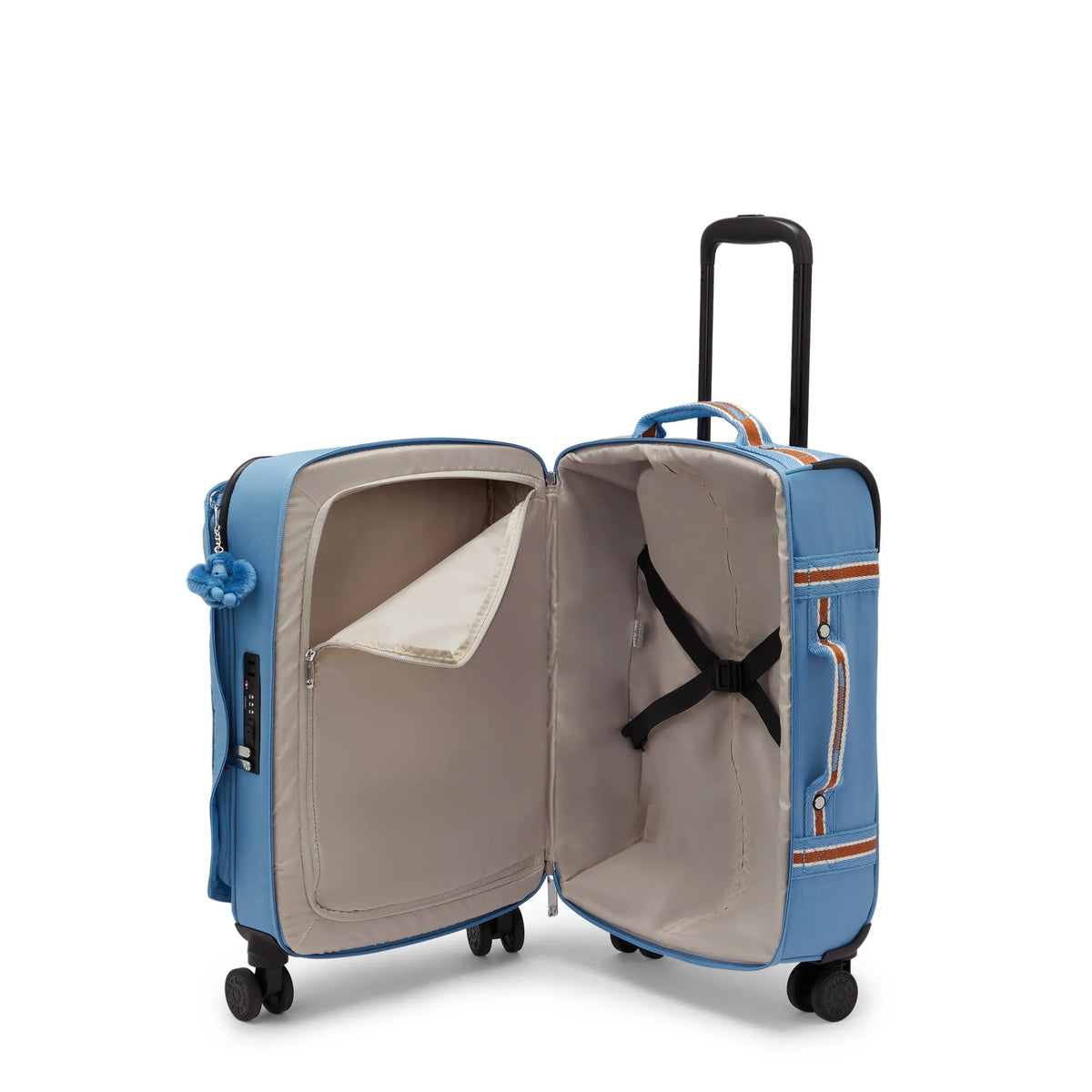 Kipling Spontaneous Small  Rolling Luggage-Carry On in Vintage Blue — interior view