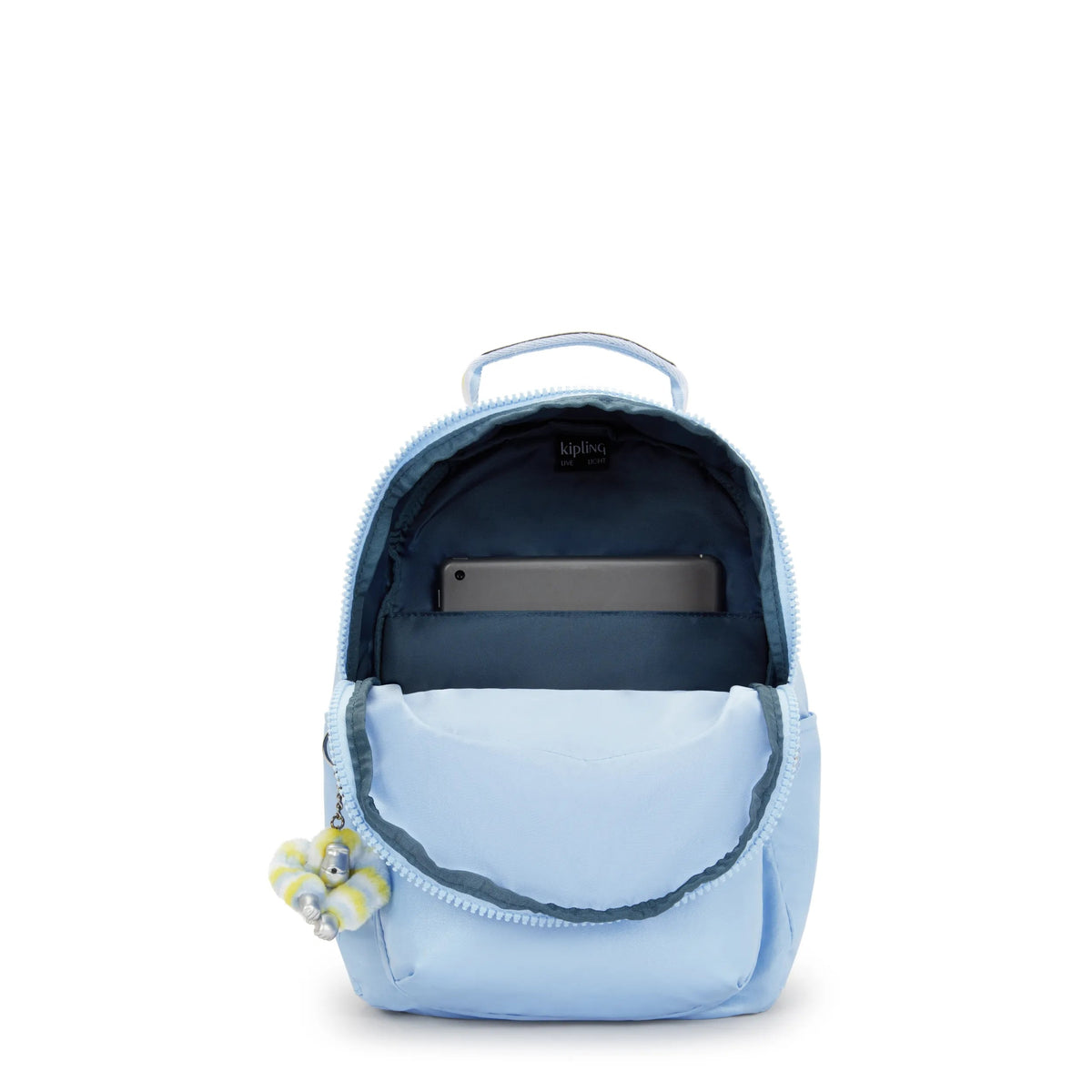 Kipling Seoul Small Backpack in Clear Sky Metallic — interior view