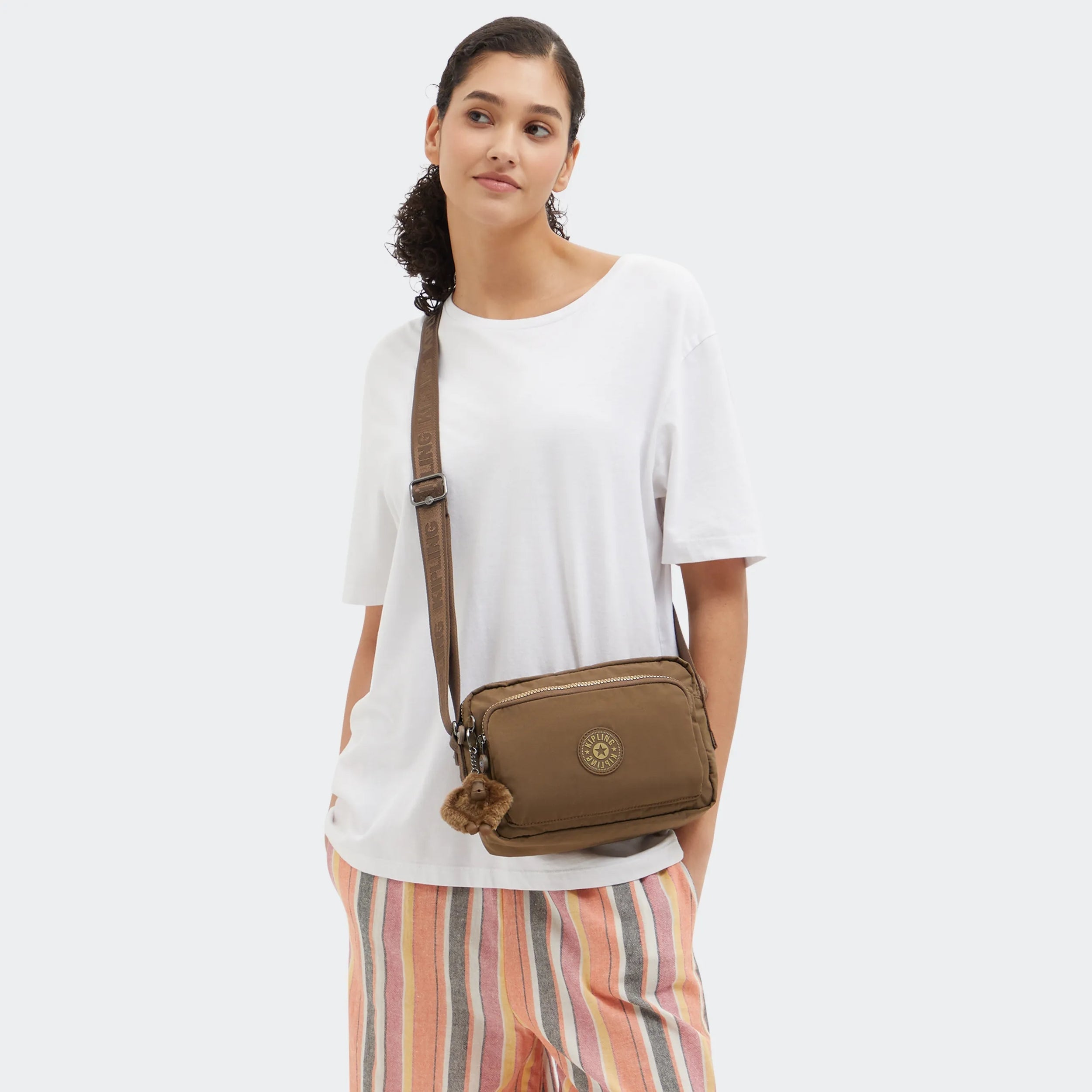 Kipling Abanu M Zip in Glorious Khaki — back view