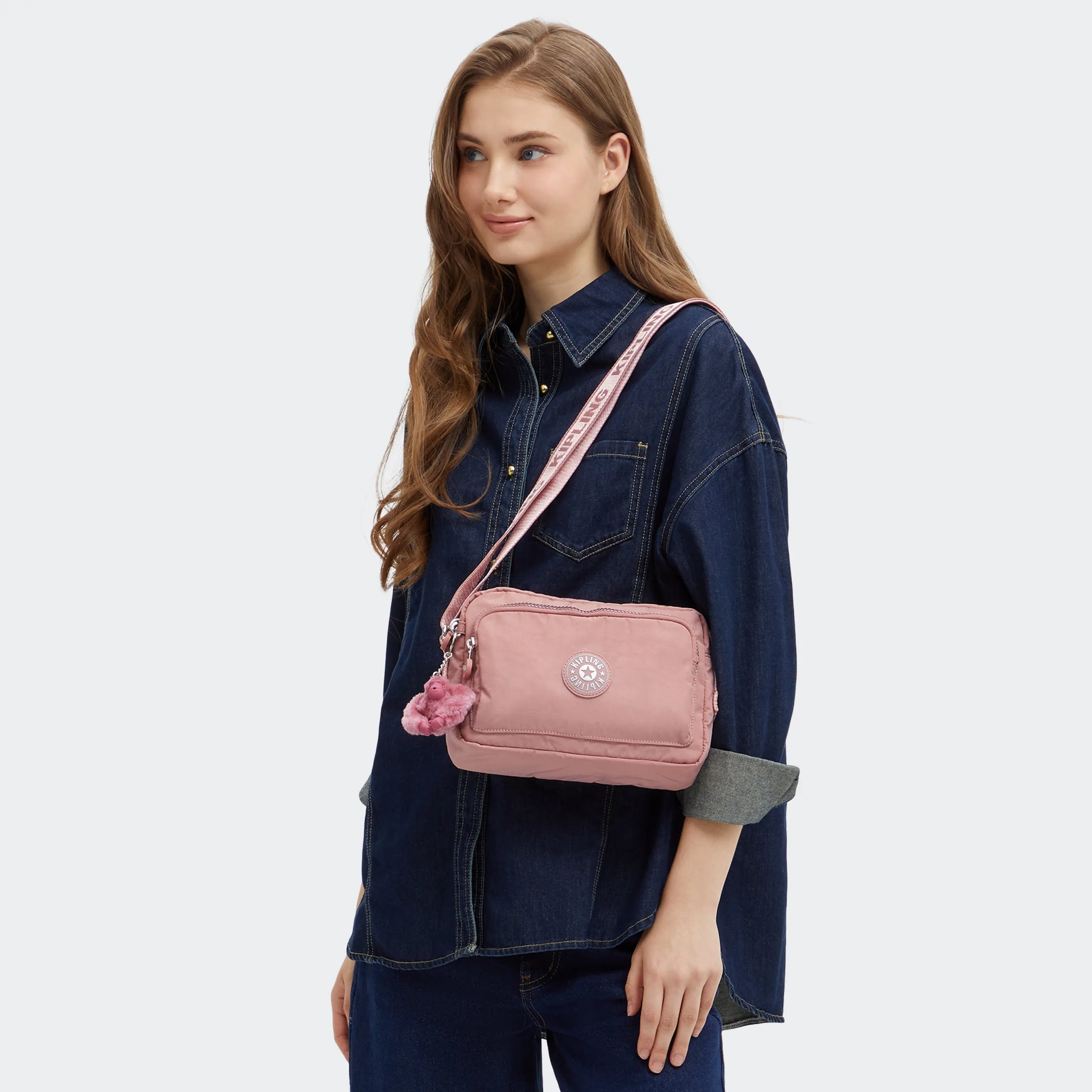 Kipling Abanu M Zip in Glorious Pink — back view