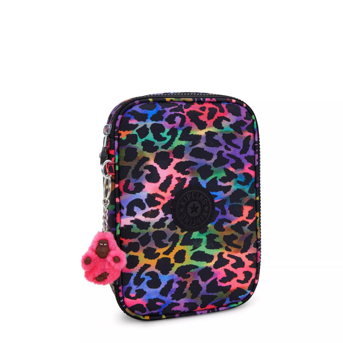 Kipling 100 Pens Case in Rainbow Jungle — angle view