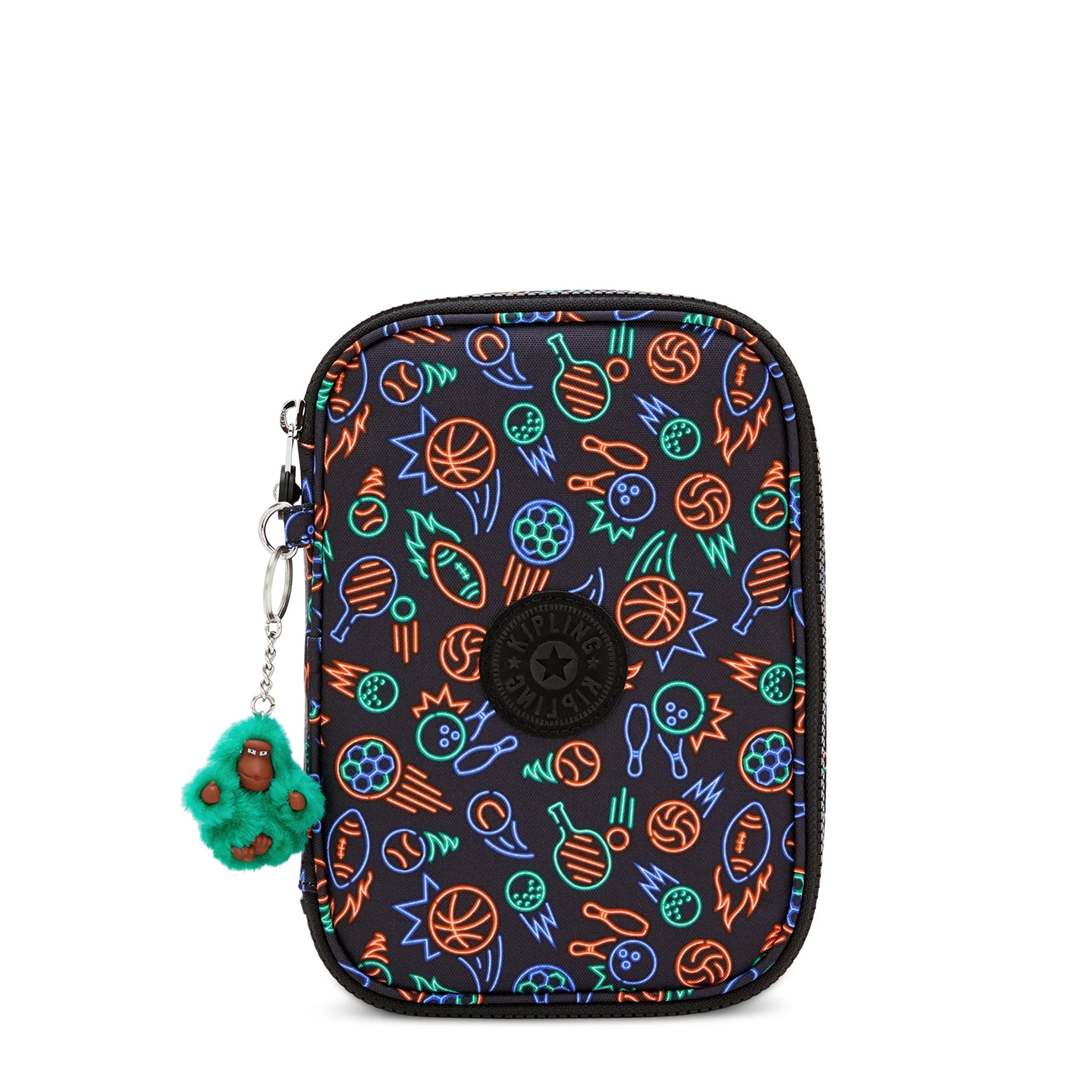 Kipling 100 Pens Case in Sport Doodle — front view # color_Sport Doodle